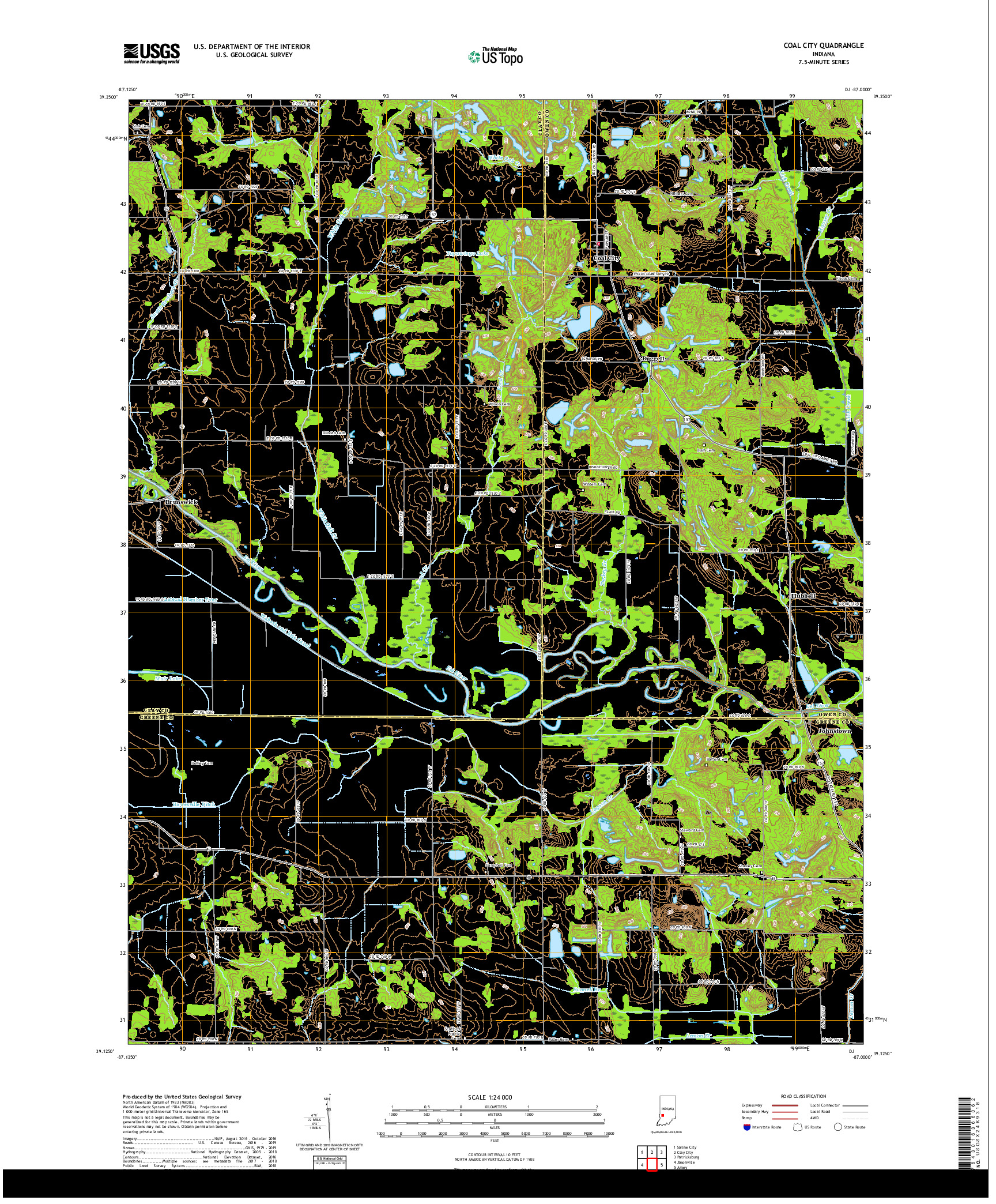 USGS US TOPO 7.5-MINUTE MAP FOR COAL CITY, IN 2019