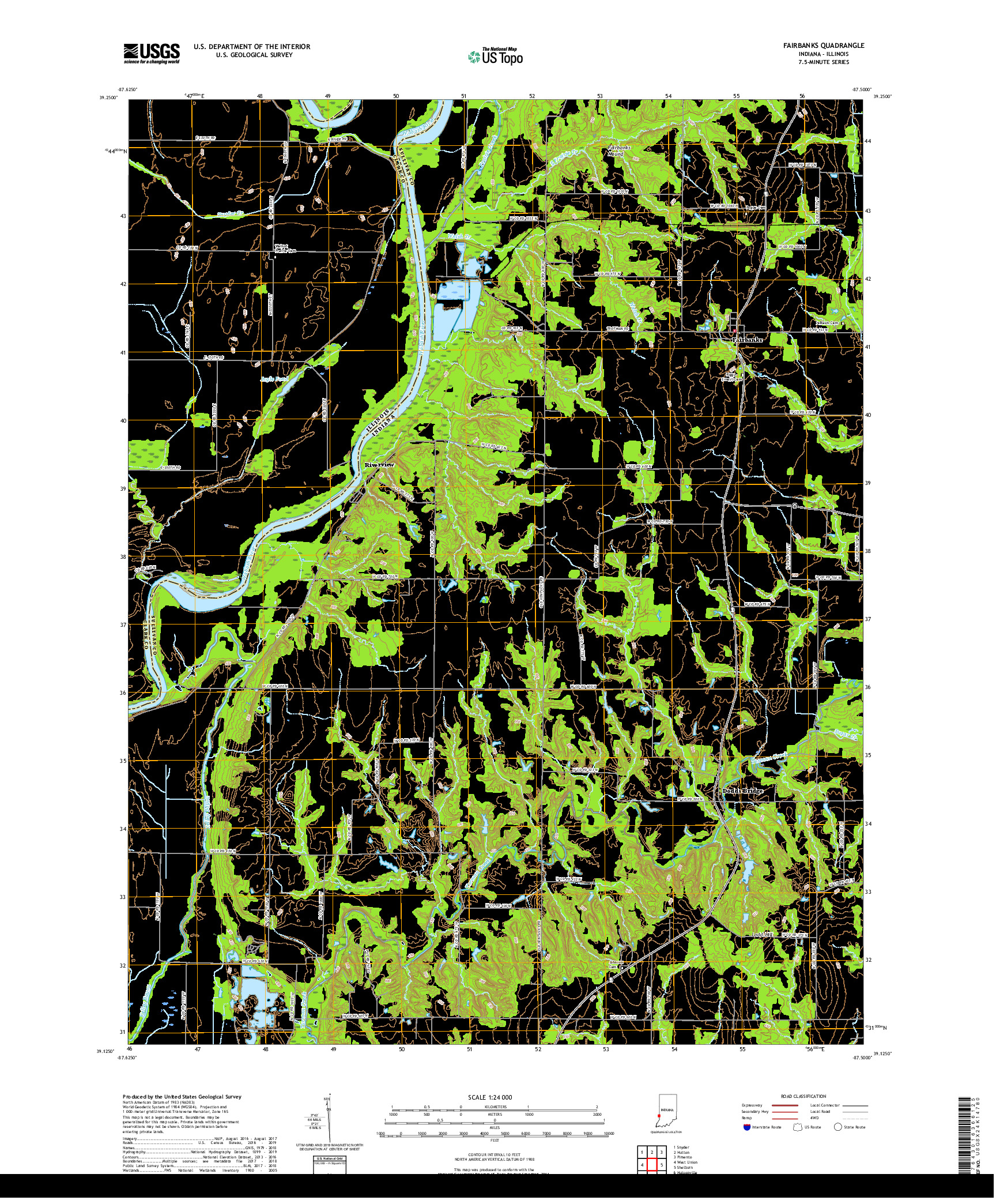 USGS US TOPO 7.5-MINUTE MAP FOR FAIRBANKS, IN,IL 2019