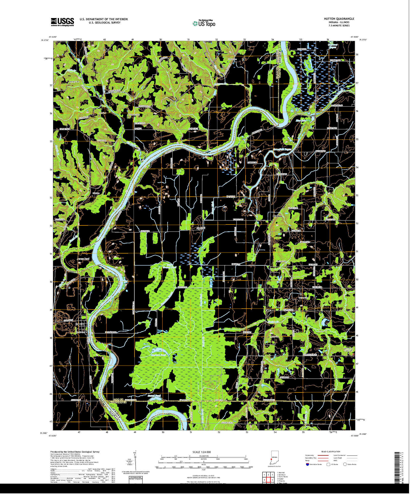 USGS US TOPO 7.5-MINUTE MAP FOR HUTTON, IN,IL 2019