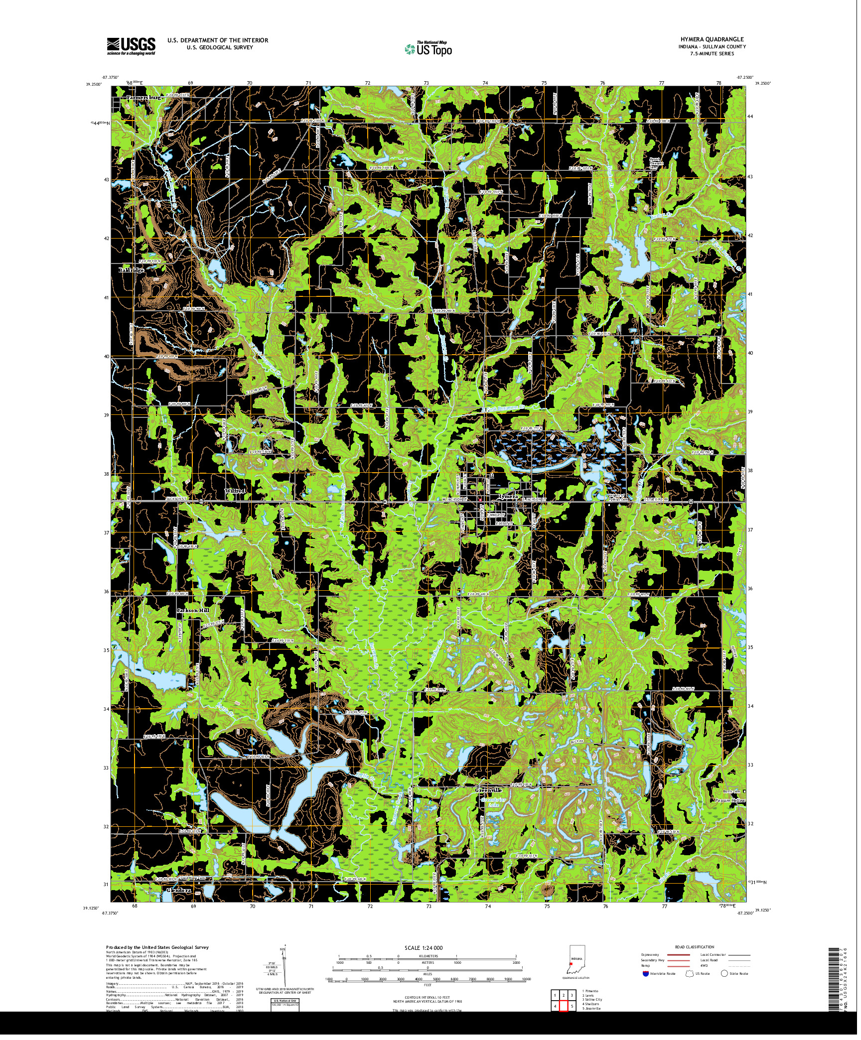 USGS US TOPO 7.5-MINUTE MAP FOR HYMERA, IN 2019