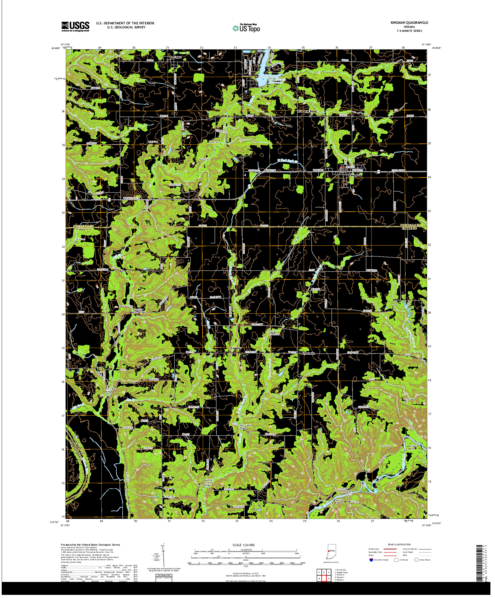 USGS US TOPO 7.5-MINUTE MAP FOR KINGMAN, IN 2019