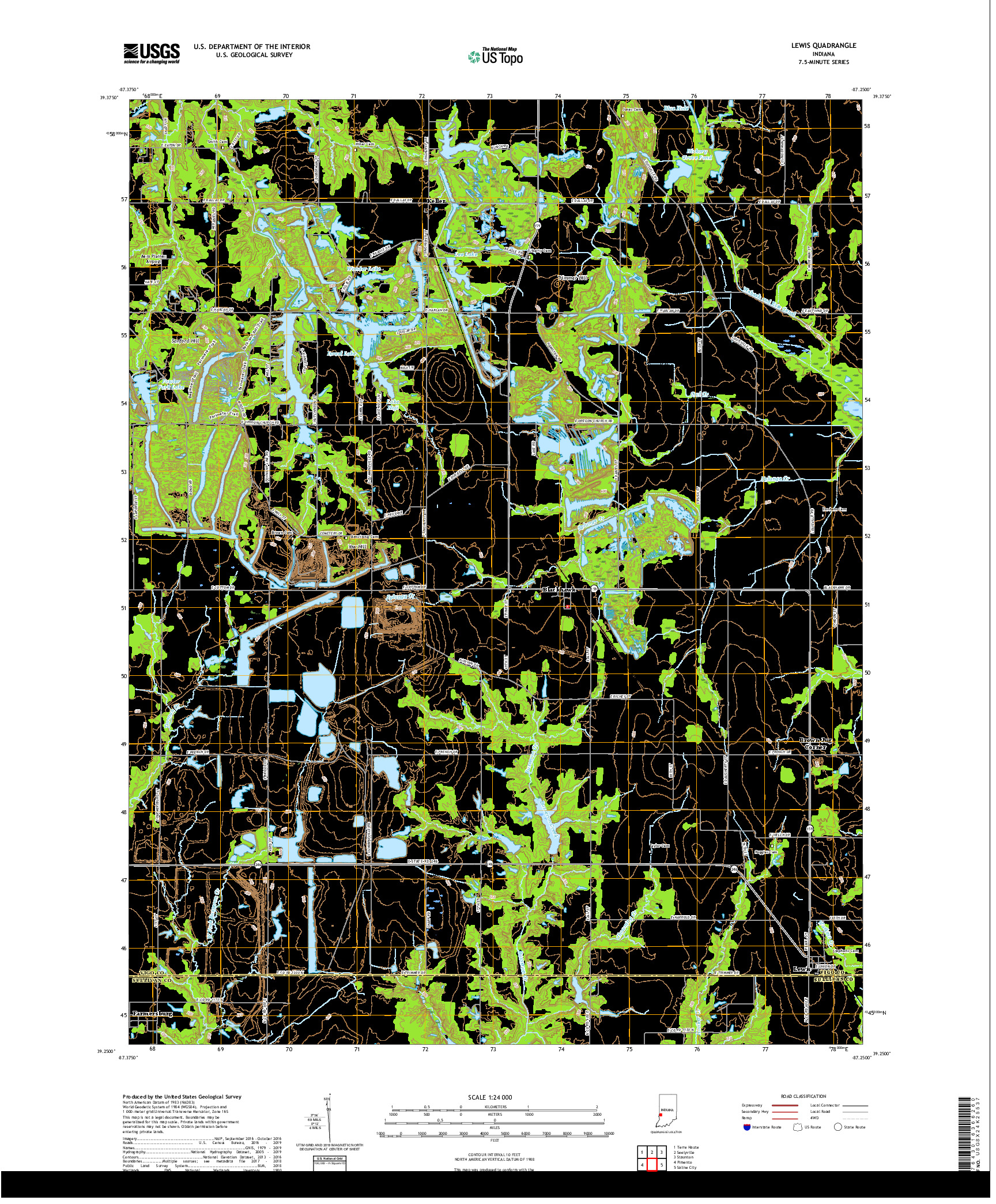 USGS US TOPO 7.5-MINUTE MAP FOR LEWIS, IN 2019