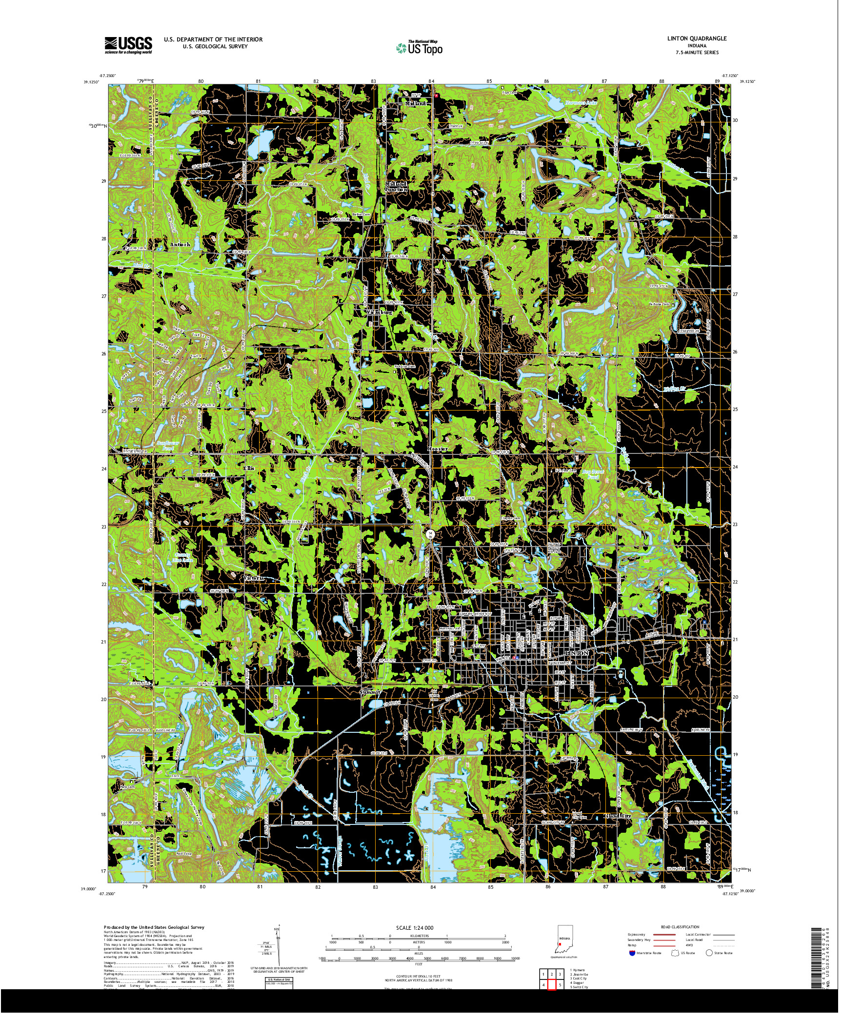 USGS US TOPO 7.5-MINUTE MAP FOR LINTON, IN 2019