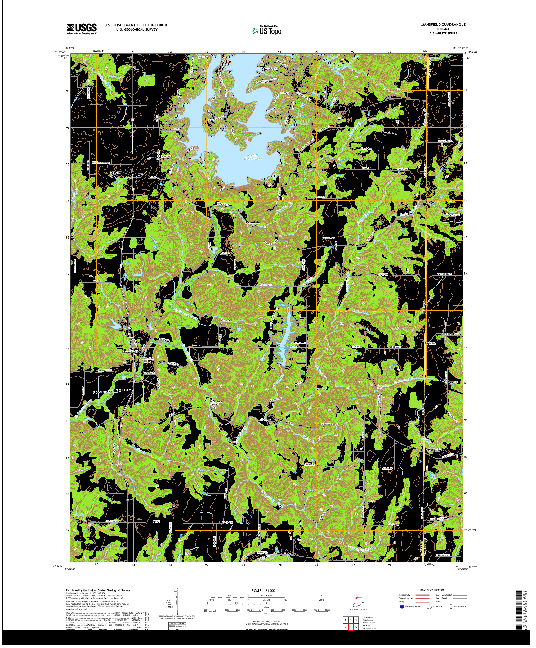 USGS US TOPO 7.5-MINUTE MAP FOR MANSFIELD, IN 2019