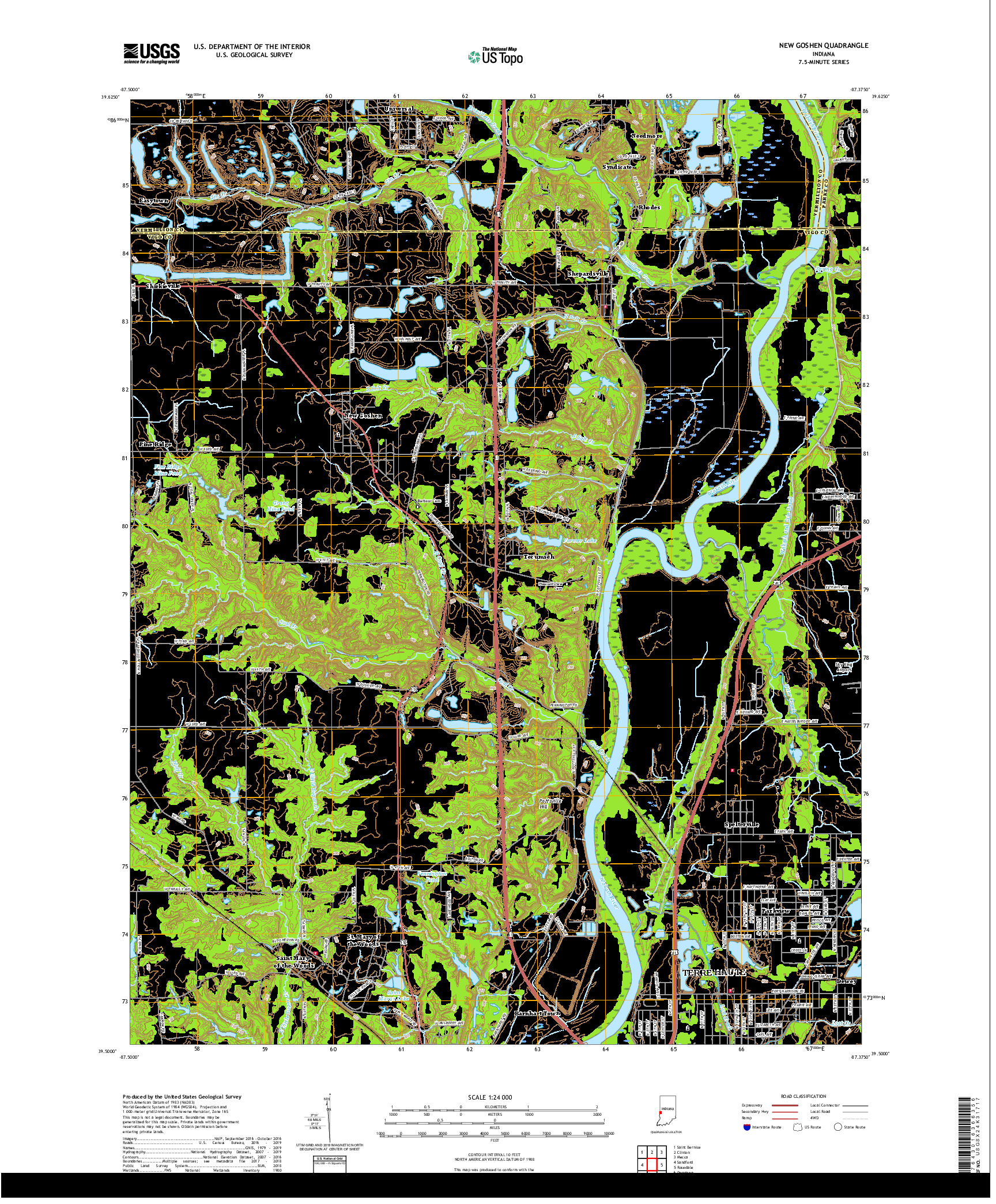USGS US TOPO 7.5-MINUTE MAP FOR NEW GOSHEN, IN 2019