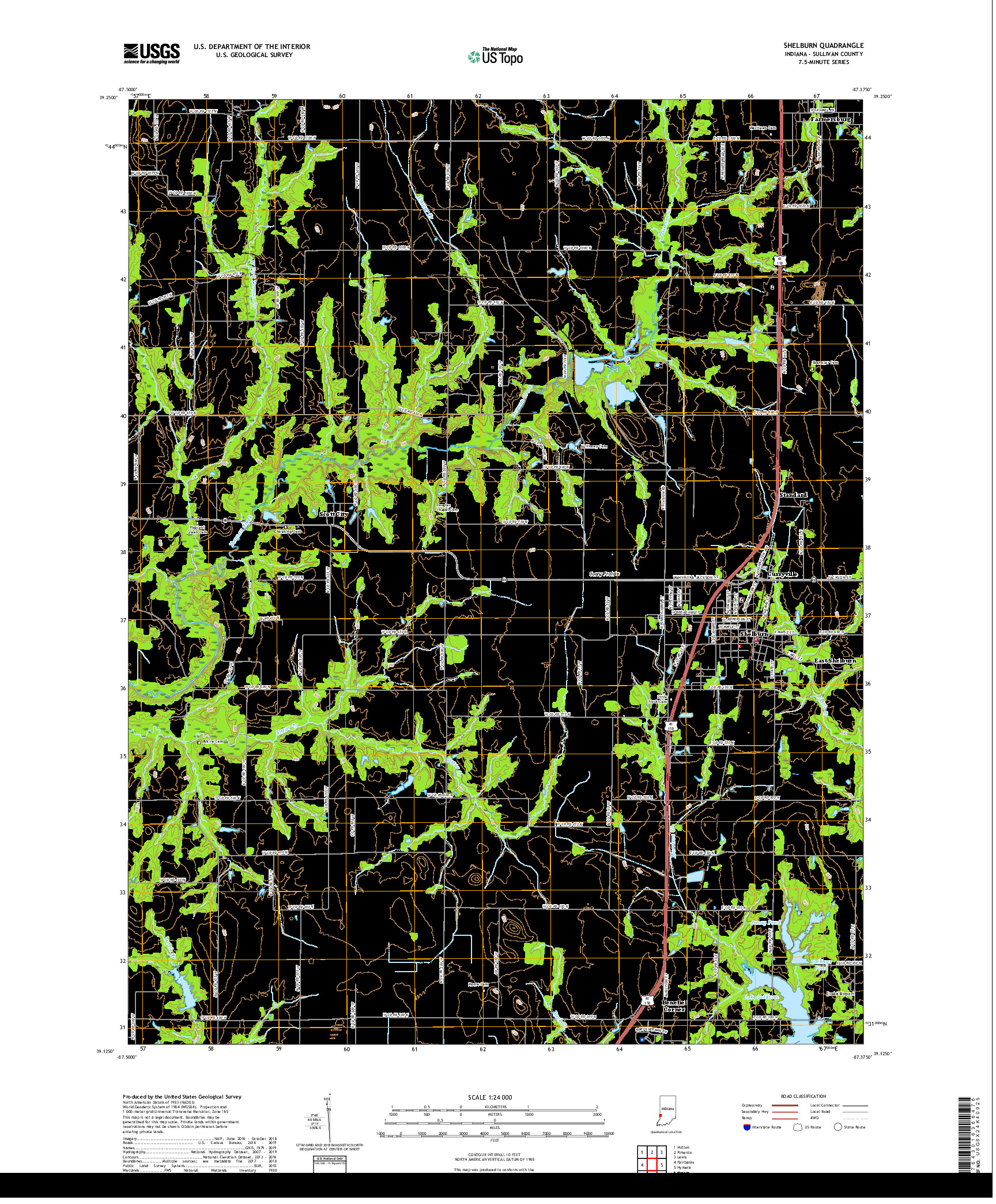 USGS US TOPO 7.5-MINUTE MAP FOR SHELBURN, IN 2019