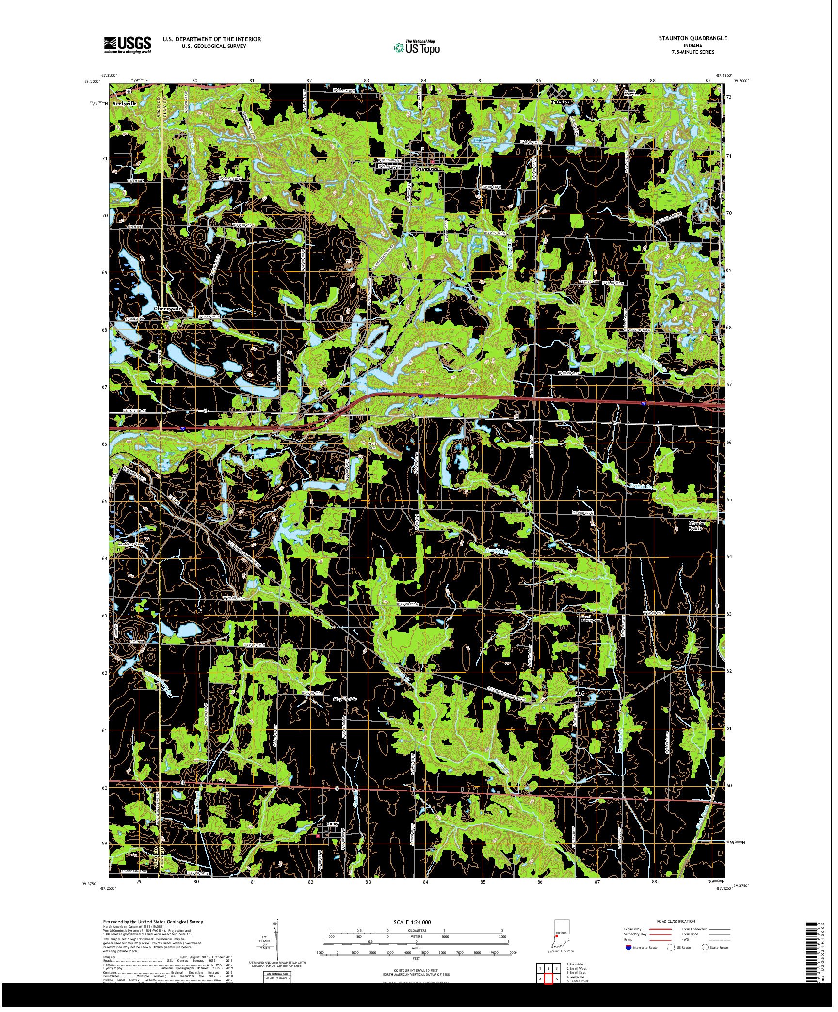 USGS US TOPO 7.5-MINUTE MAP FOR STAUNTON, IN 2019