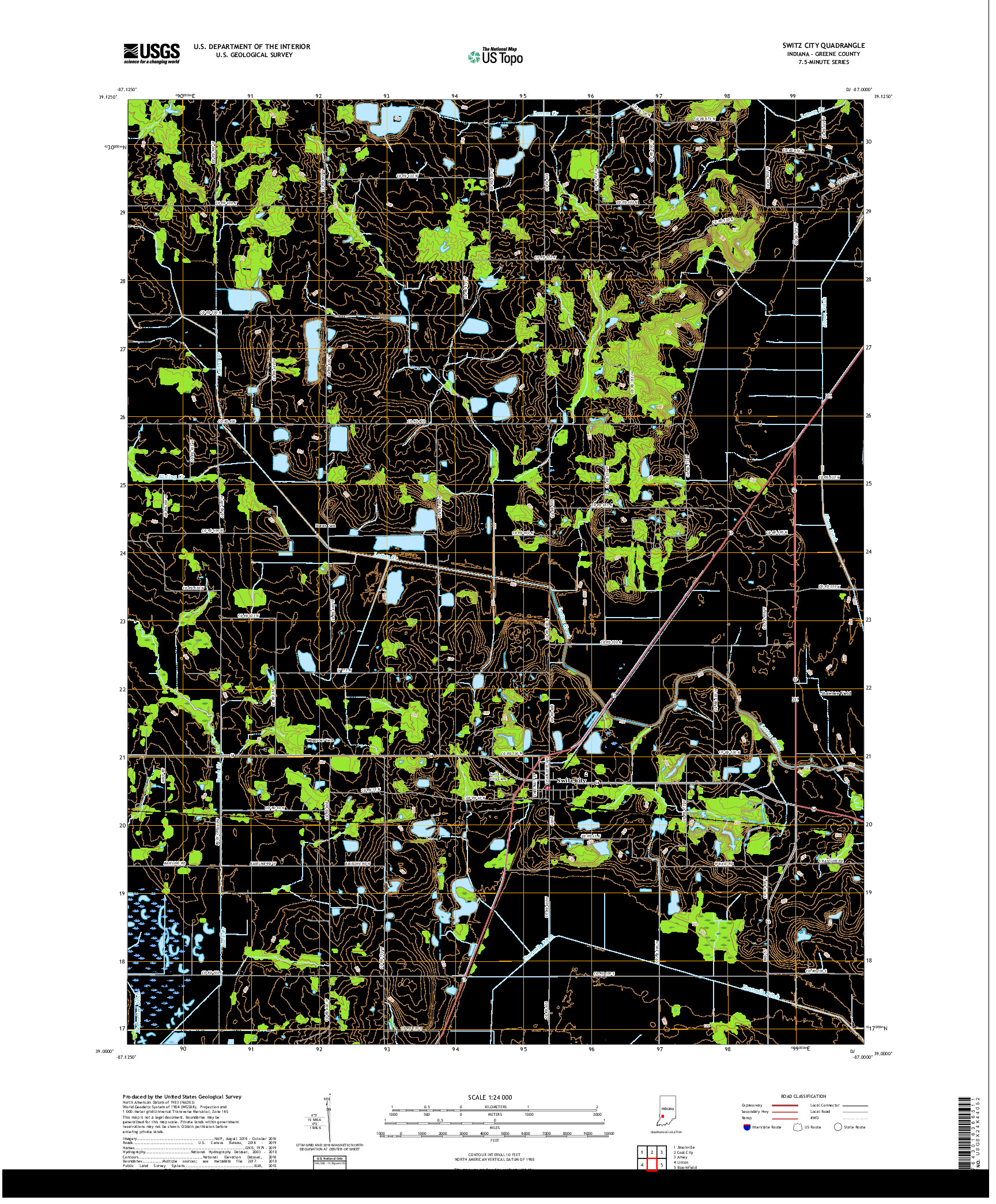 USGS US TOPO 7.5-MINUTE MAP FOR SWITZ CITY, IN 2019