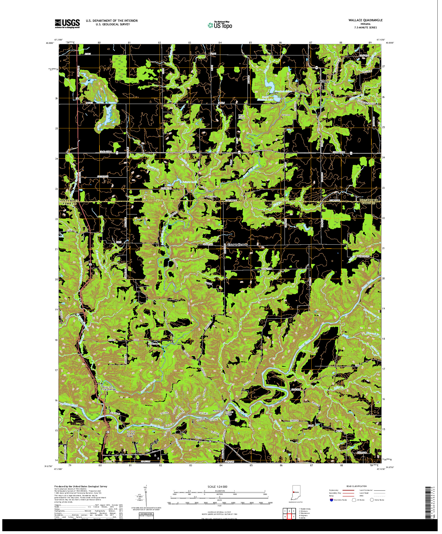 USGS US TOPO 7.5-MINUTE MAP FOR WALLACE, IN 2019