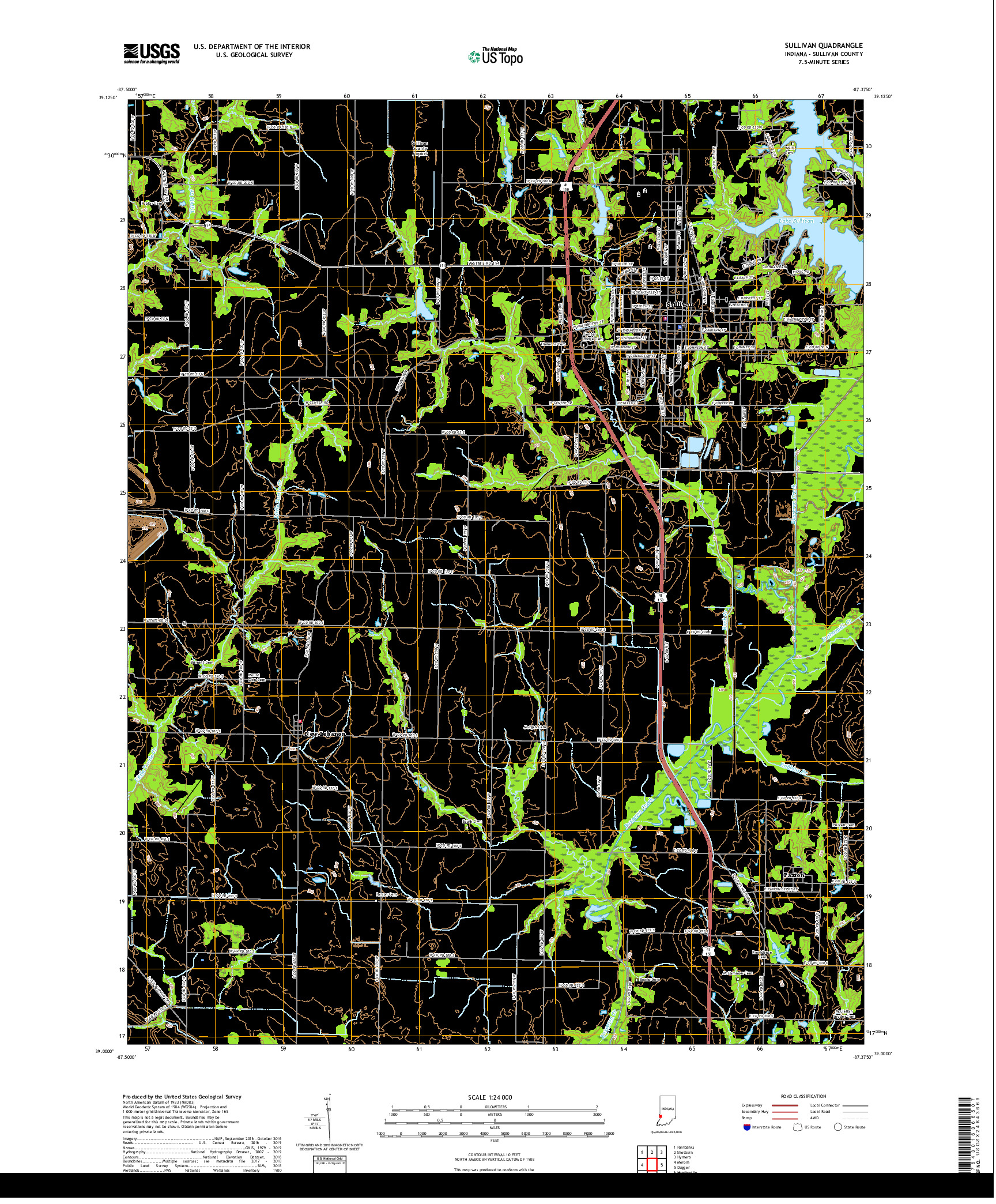 USGS US TOPO 7.5-MINUTE MAP FOR SULLIVAN, IN 2019