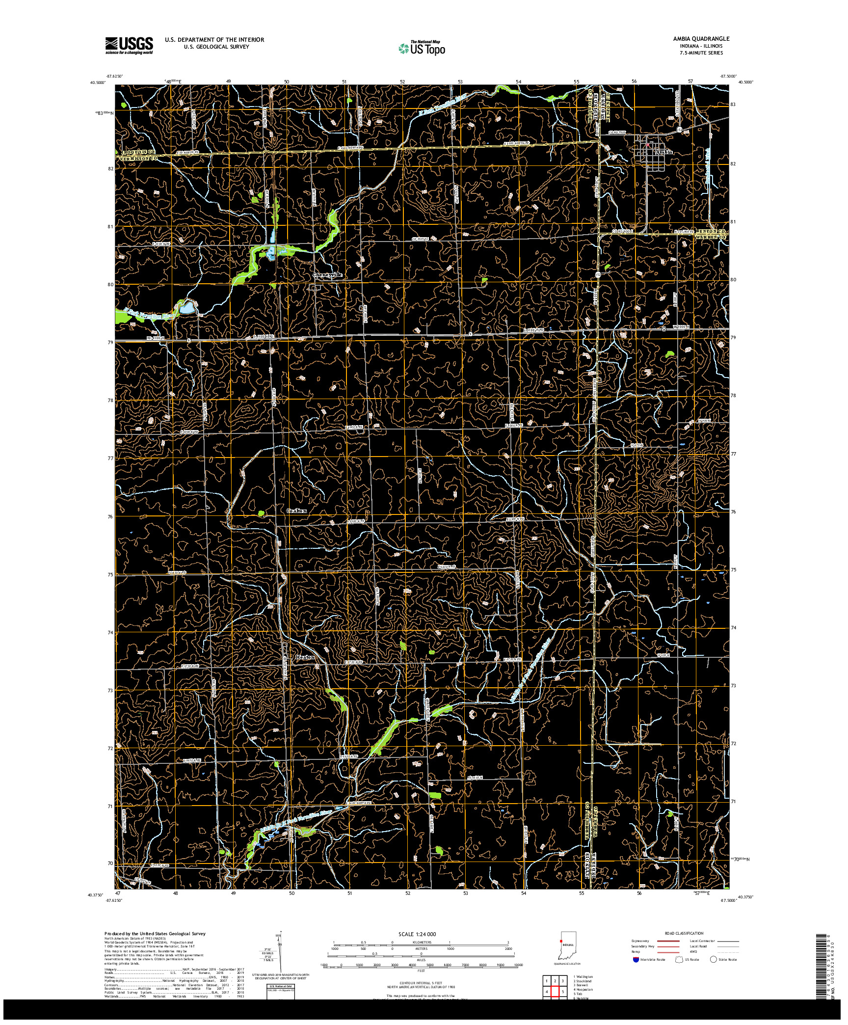 USGS US TOPO 7.5-MINUTE MAP FOR AMBIA, IN,IL 2019