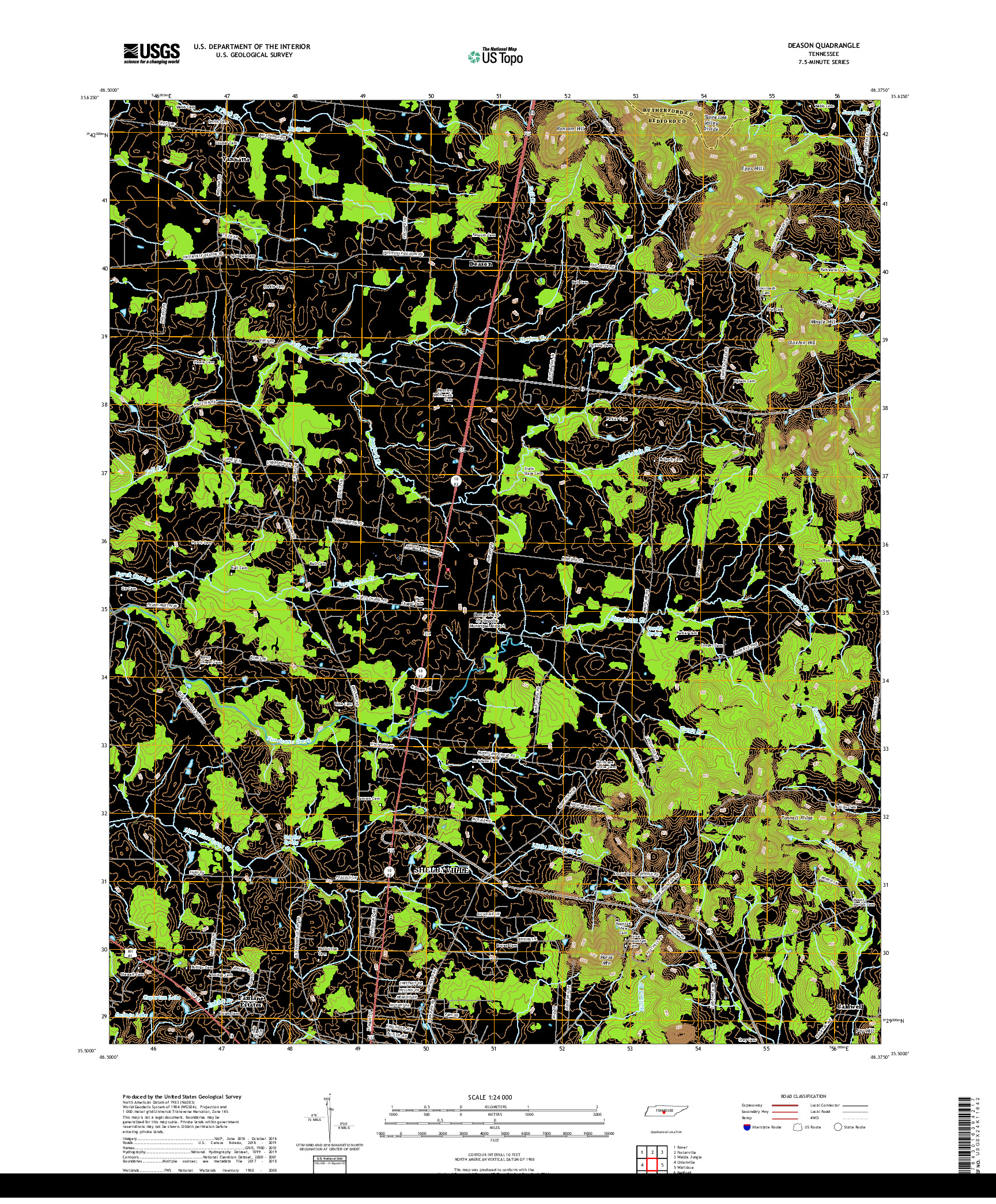 USGS US TOPO 7.5-MINUTE MAP FOR DEASON, TN 2019