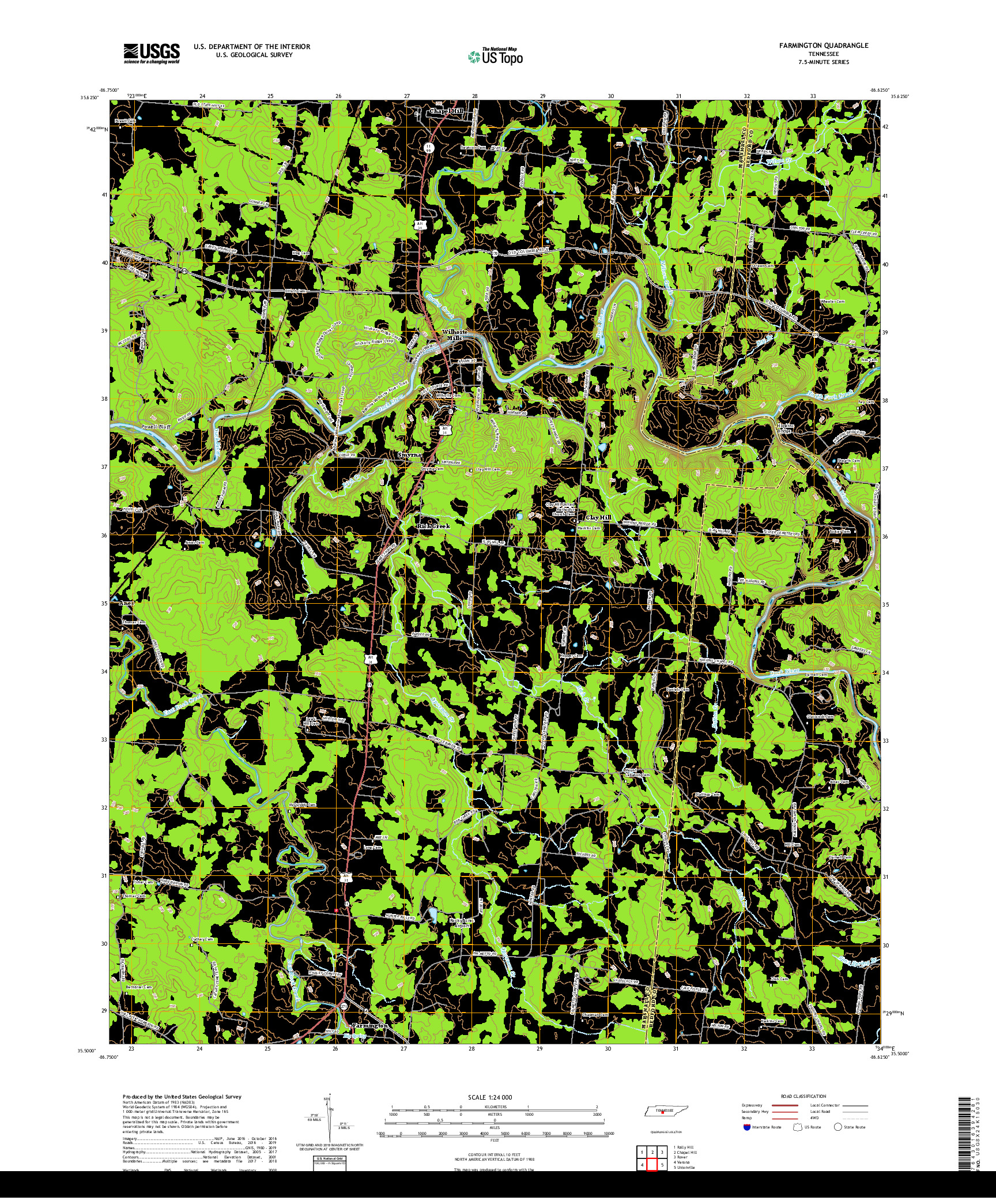 USGS US TOPO 7.5-MINUTE MAP FOR FARMINGTON, TN 2019