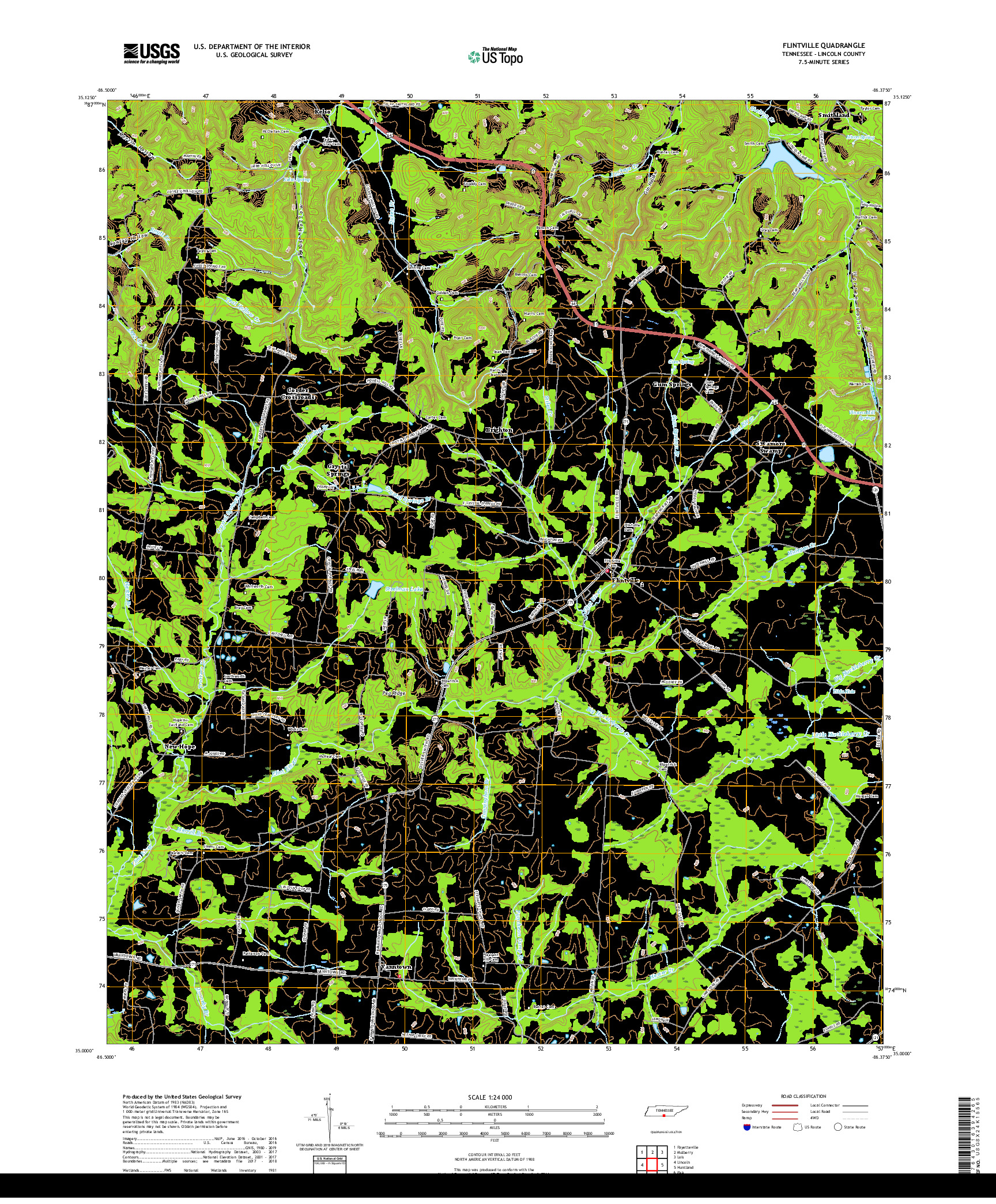 USGS US TOPO 7.5-MINUTE MAP FOR FLINTVILLE, TN 2019