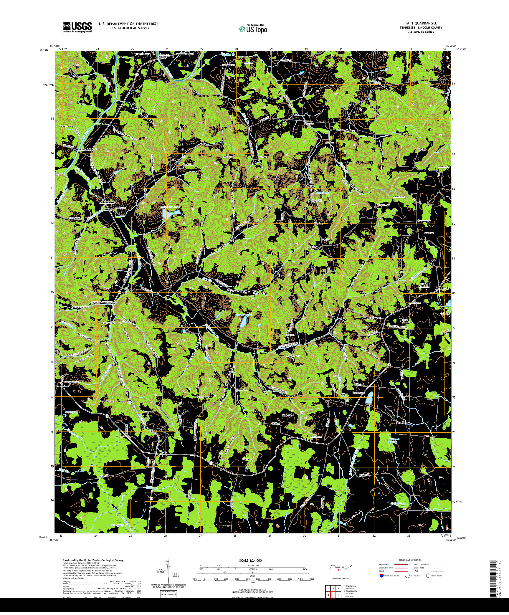 USGS US TOPO 7.5-MINUTE MAP FOR TAFT, TN 2019