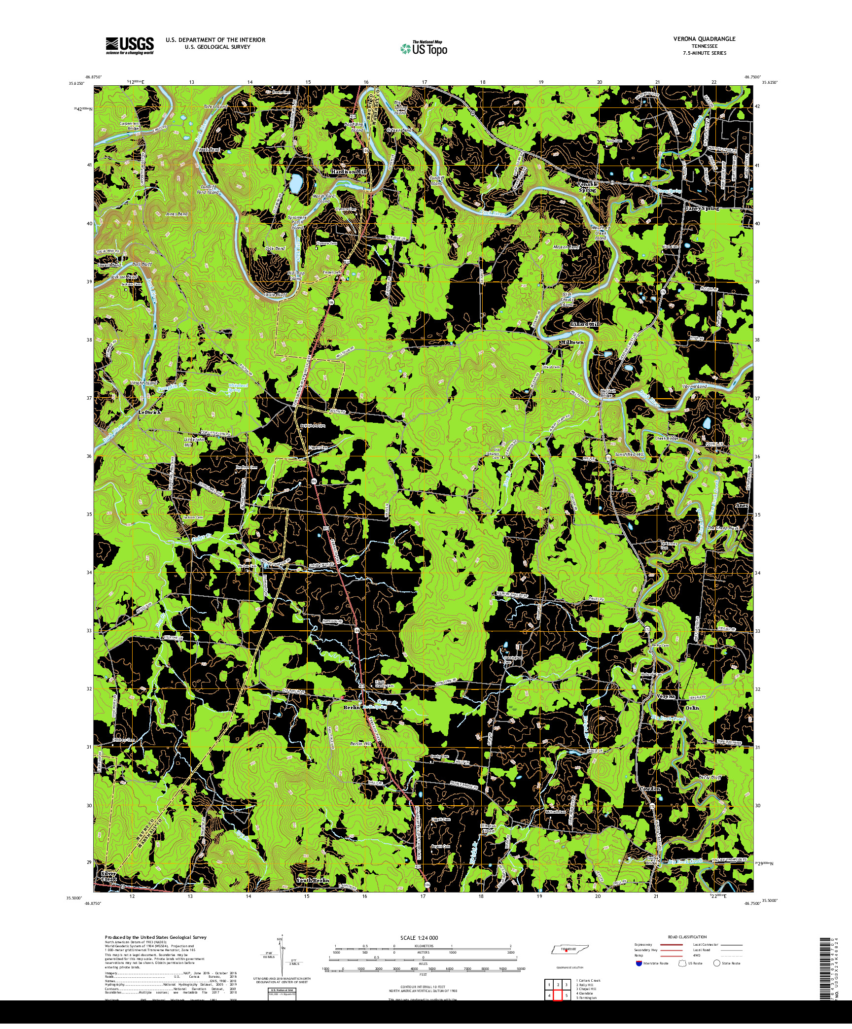 USGS US TOPO 7.5-MINUTE MAP FOR VERONA, TN 2019