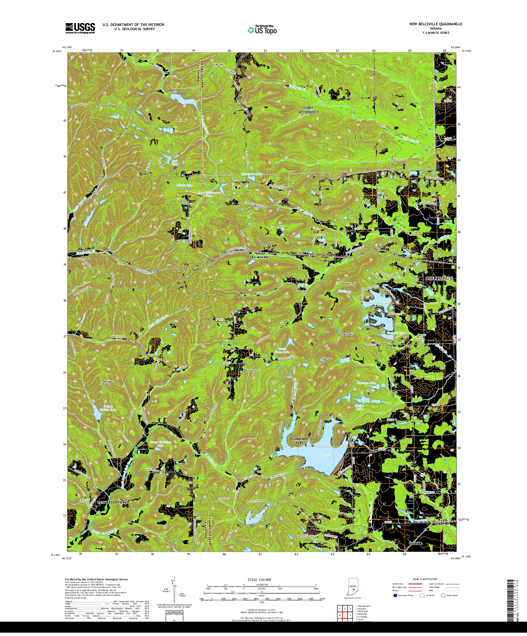 USGS US TOPO 7.5-MINUTE MAP FOR NEW BELLSVILLE, IN 2019