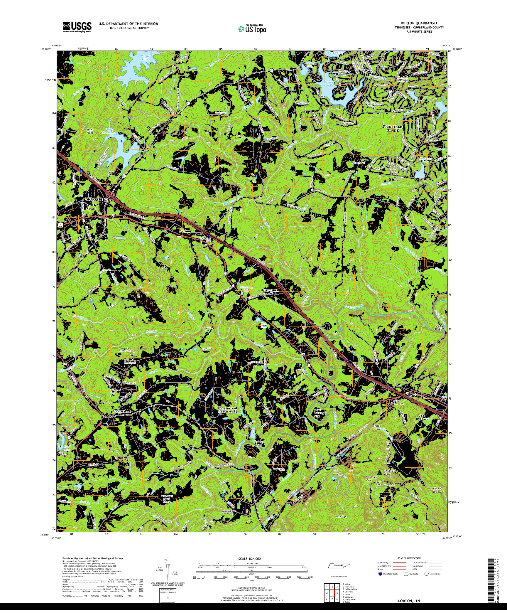 USGS US TOPO 7.5-MINUTE MAP FOR DORTON, TN 2019