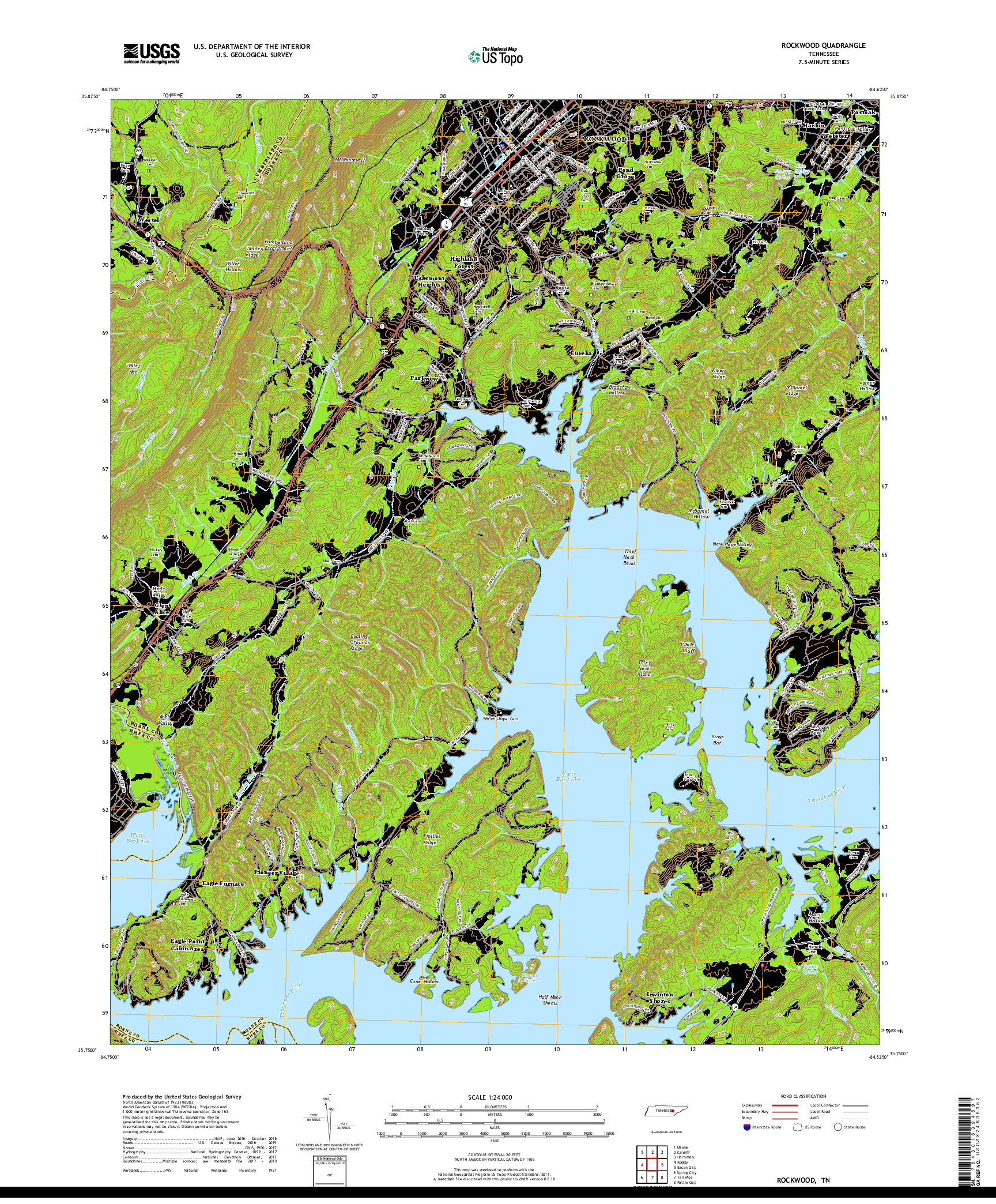 USGS US TOPO 7.5-MINUTE MAP FOR ROCKWOOD, TN 2019