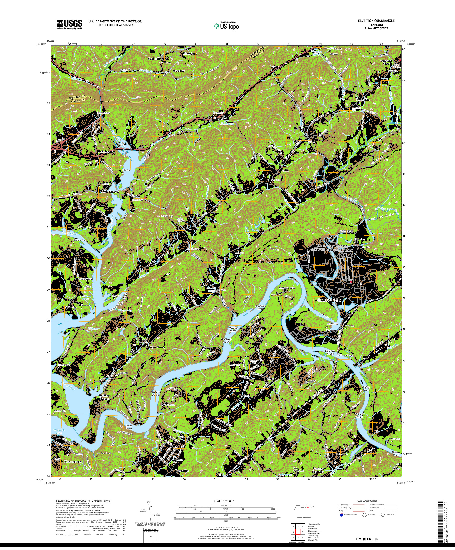 USGS US TOPO 7.5-MINUTE MAP FOR ELVERTON, TN 2019