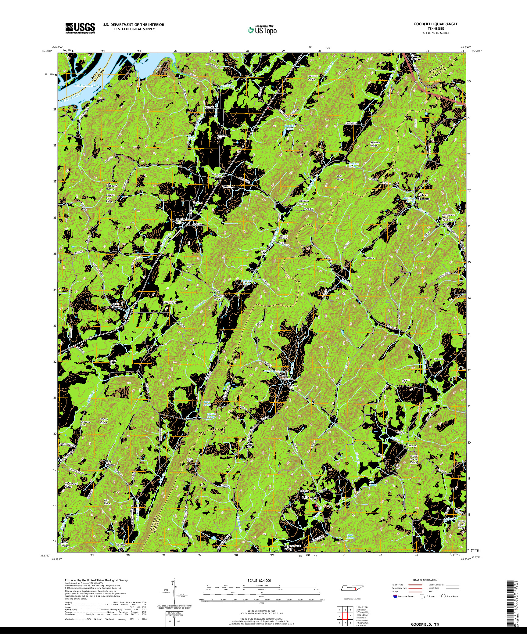 USGS US TOPO 7.5-MINUTE MAP FOR GOODFIELD, TN 2019