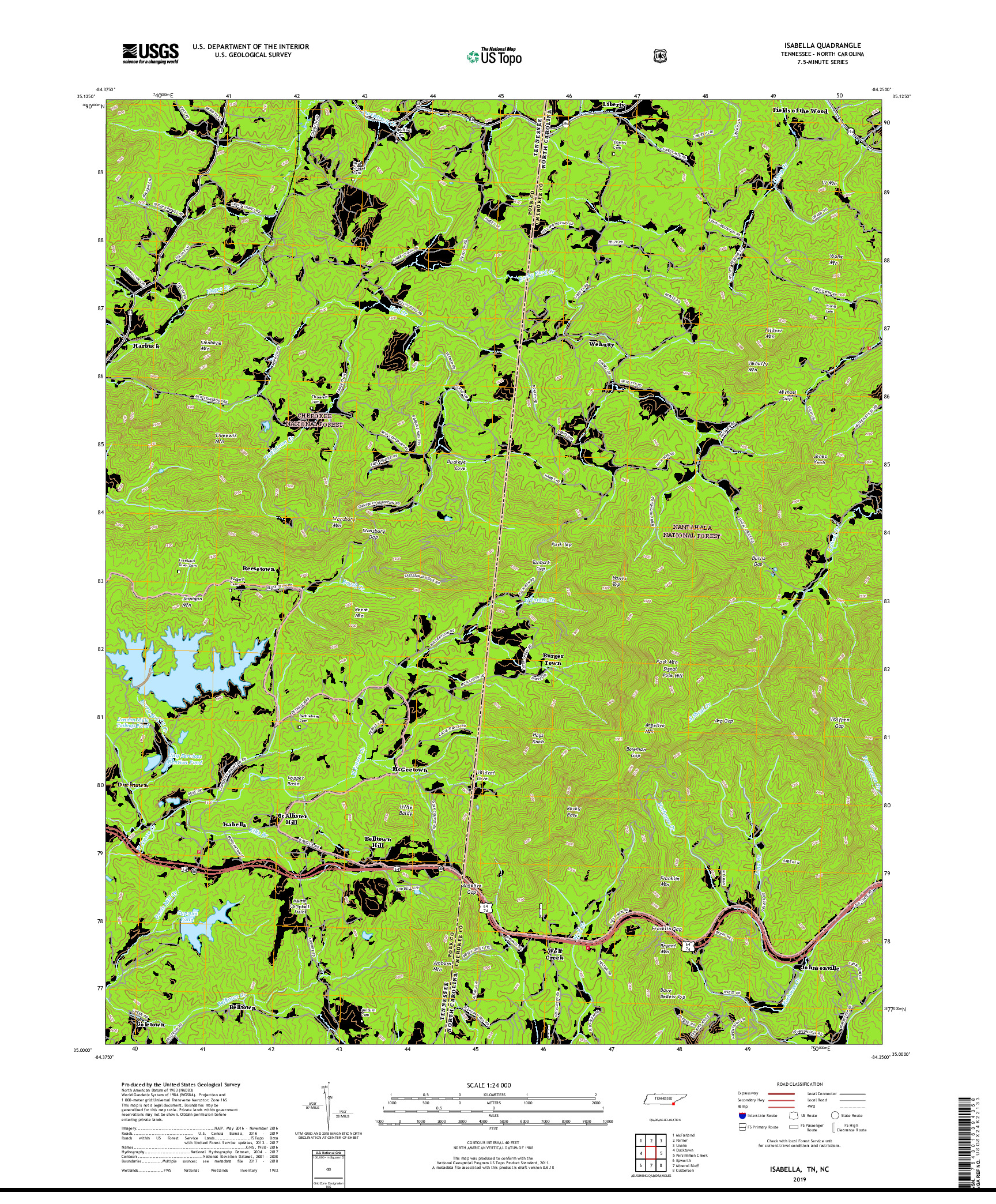 USGS US TOPO 7.5-MINUTE MAP FOR ISABELLA, TN,NC 2019