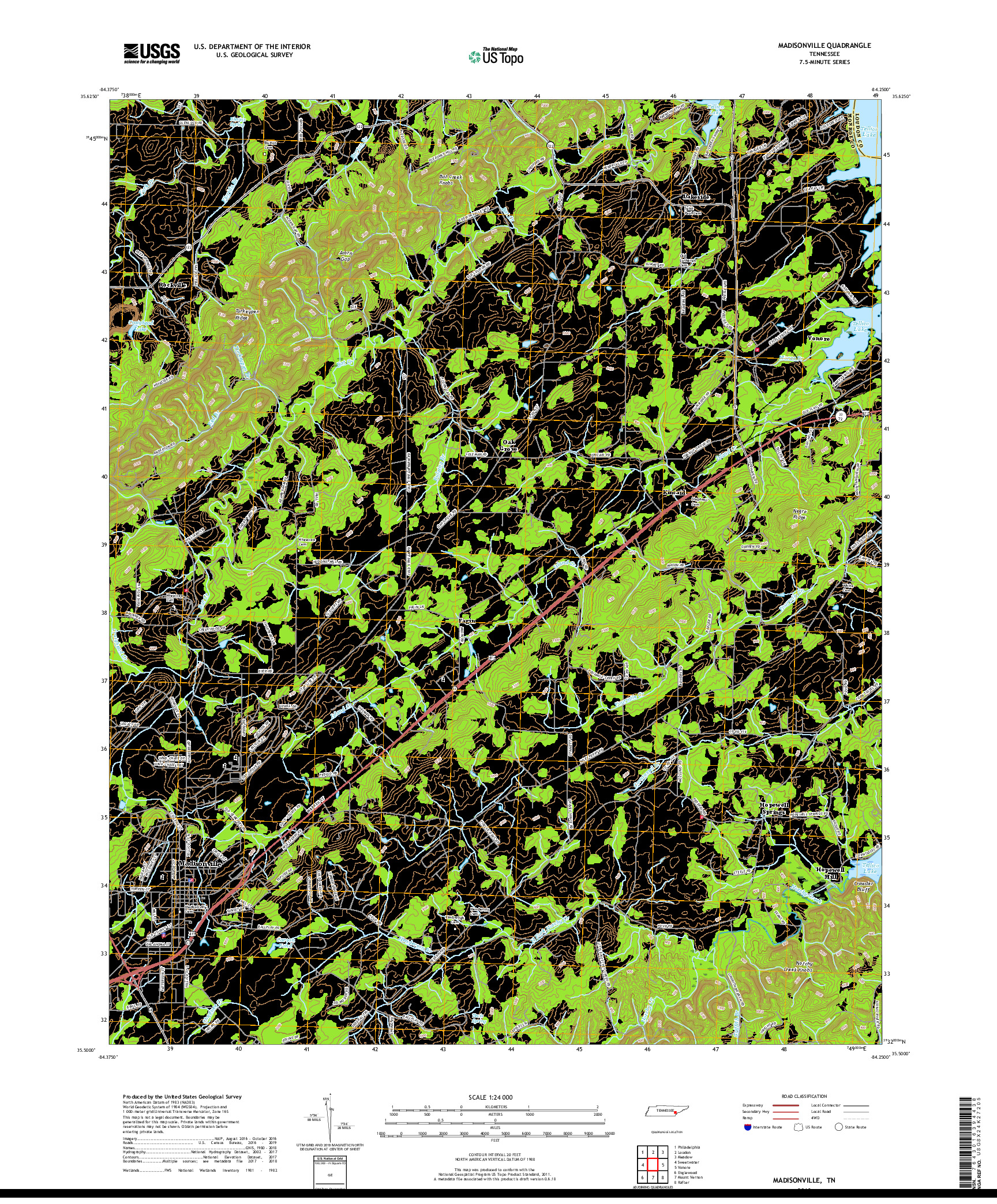 USGS US TOPO 7.5-MINUTE MAP FOR MADISONVILLE, TN 2019