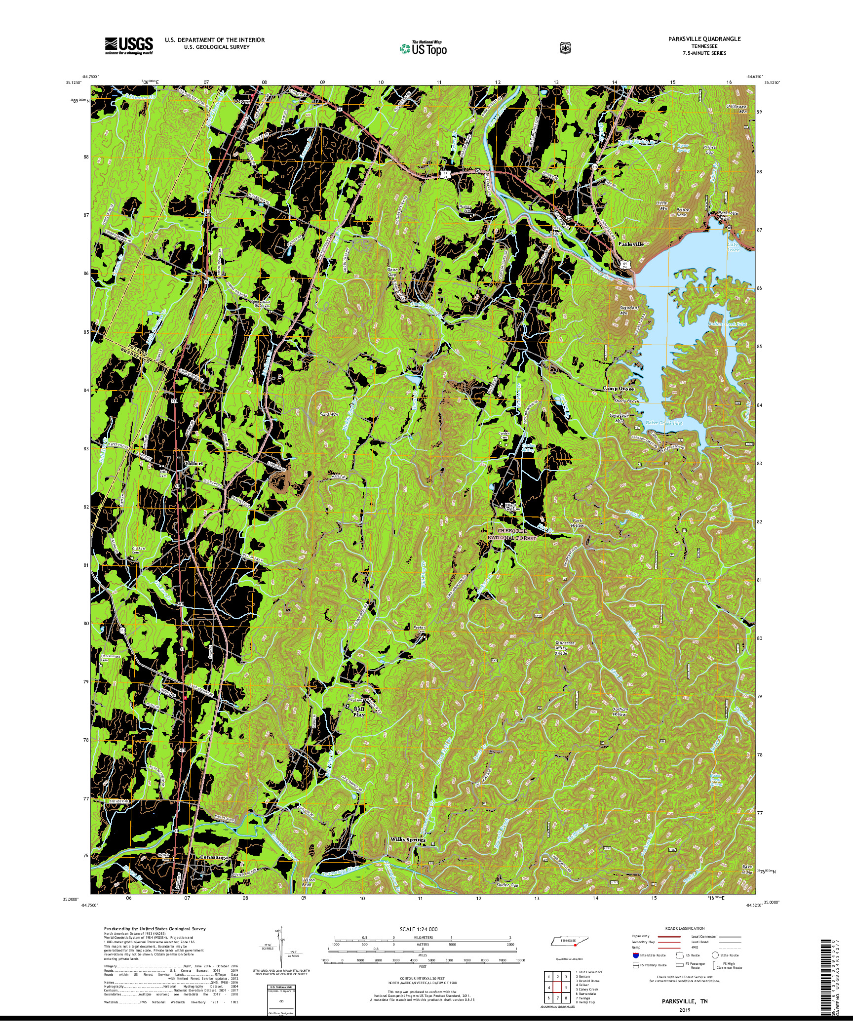 USGS US TOPO 7.5-MINUTE MAP FOR PARKSVILLE, TN 2019