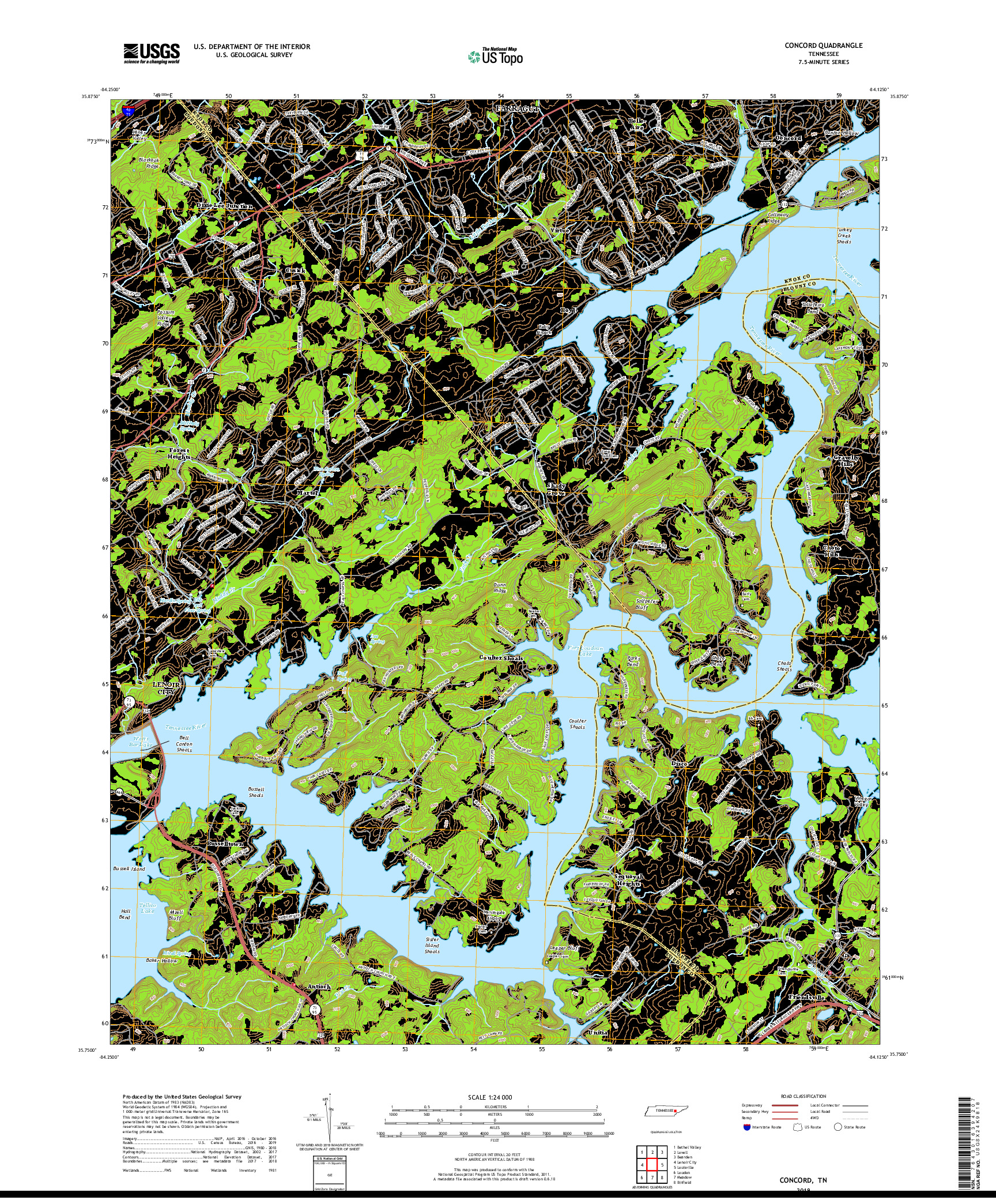 USGS US TOPO 7.5-MINUTE MAP FOR CONCORD, TN 2019