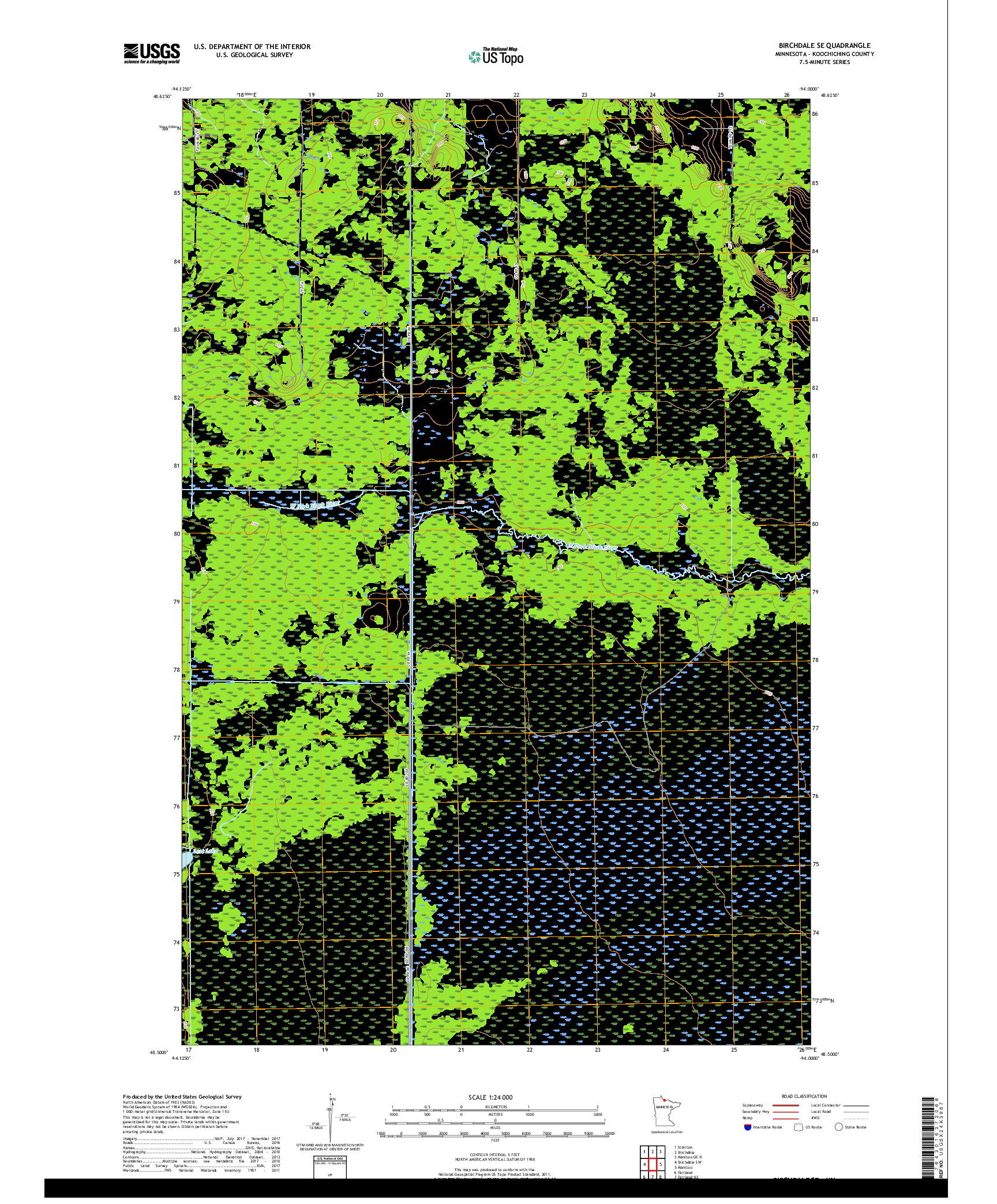 USGS US TOPO 7.5-MINUTE MAP FOR BIRCHDALE SE, MN 2019