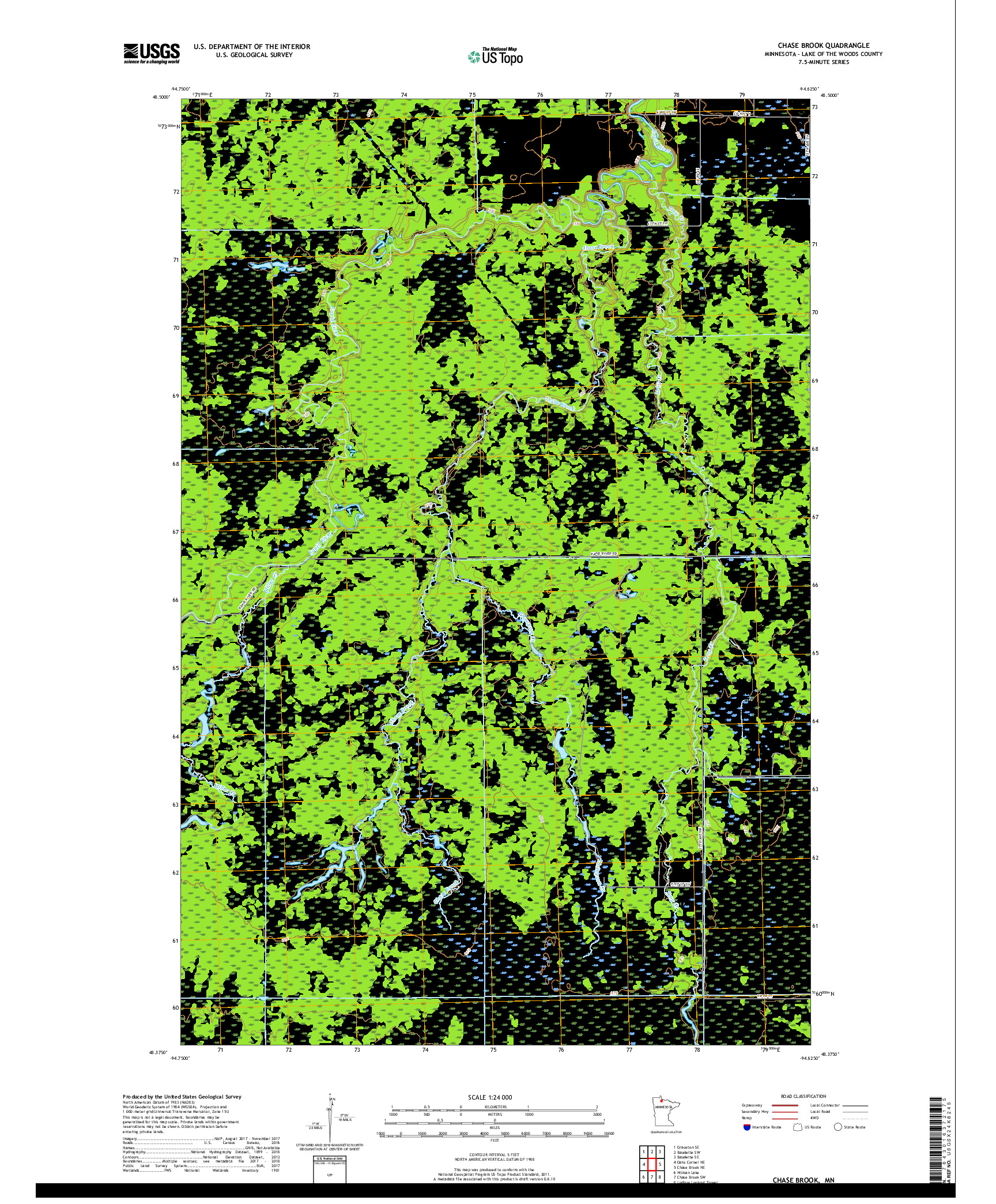 USGS US TOPO 7.5-MINUTE MAP FOR CHASE BROOK, MN 2019