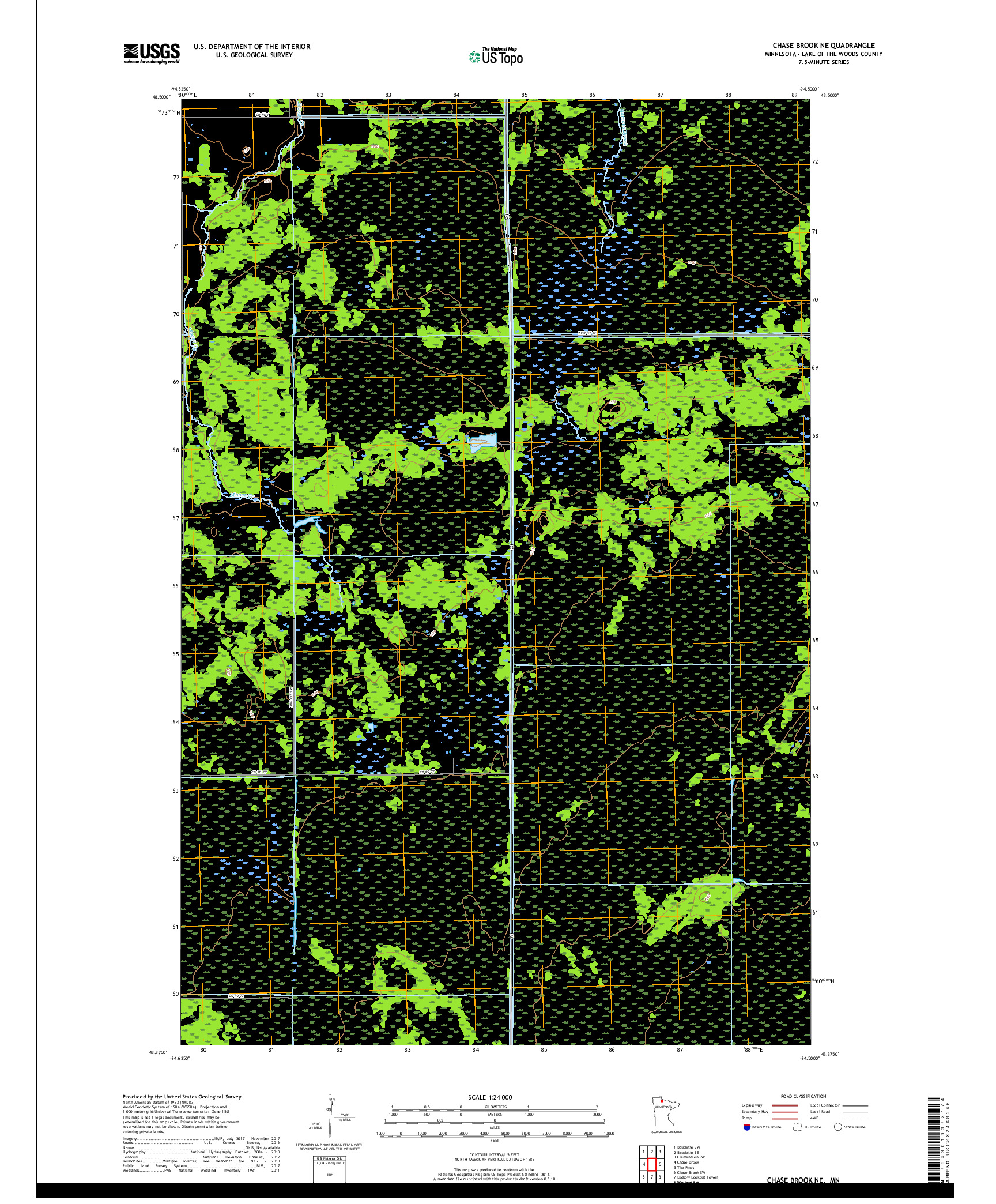 USGS US TOPO 7.5-MINUTE MAP FOR CHASE BROOK NE, MN 2019