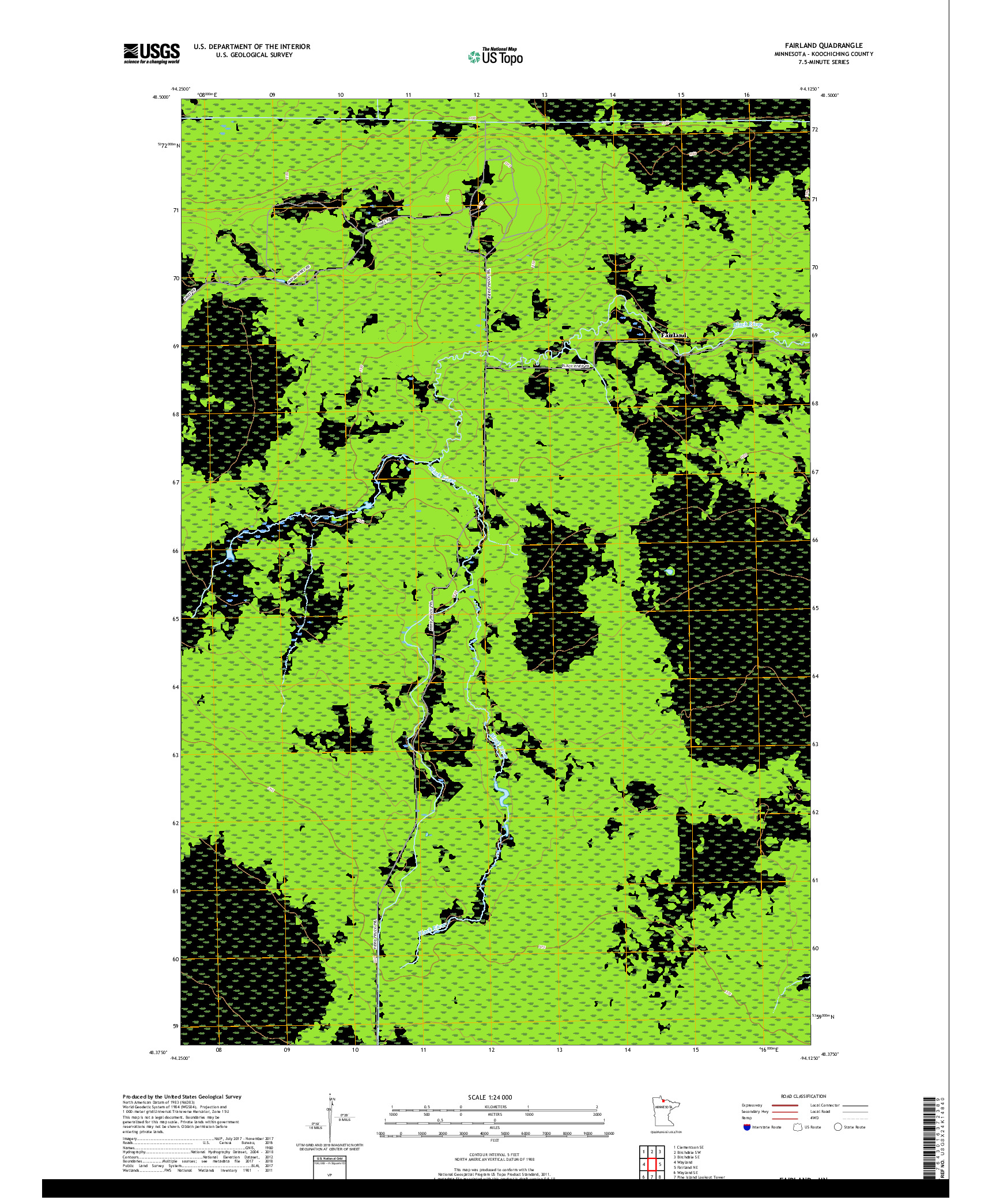 USGS US TOPO 7.5-MINUTE MAP FOR FAIRLAND, MN 2019