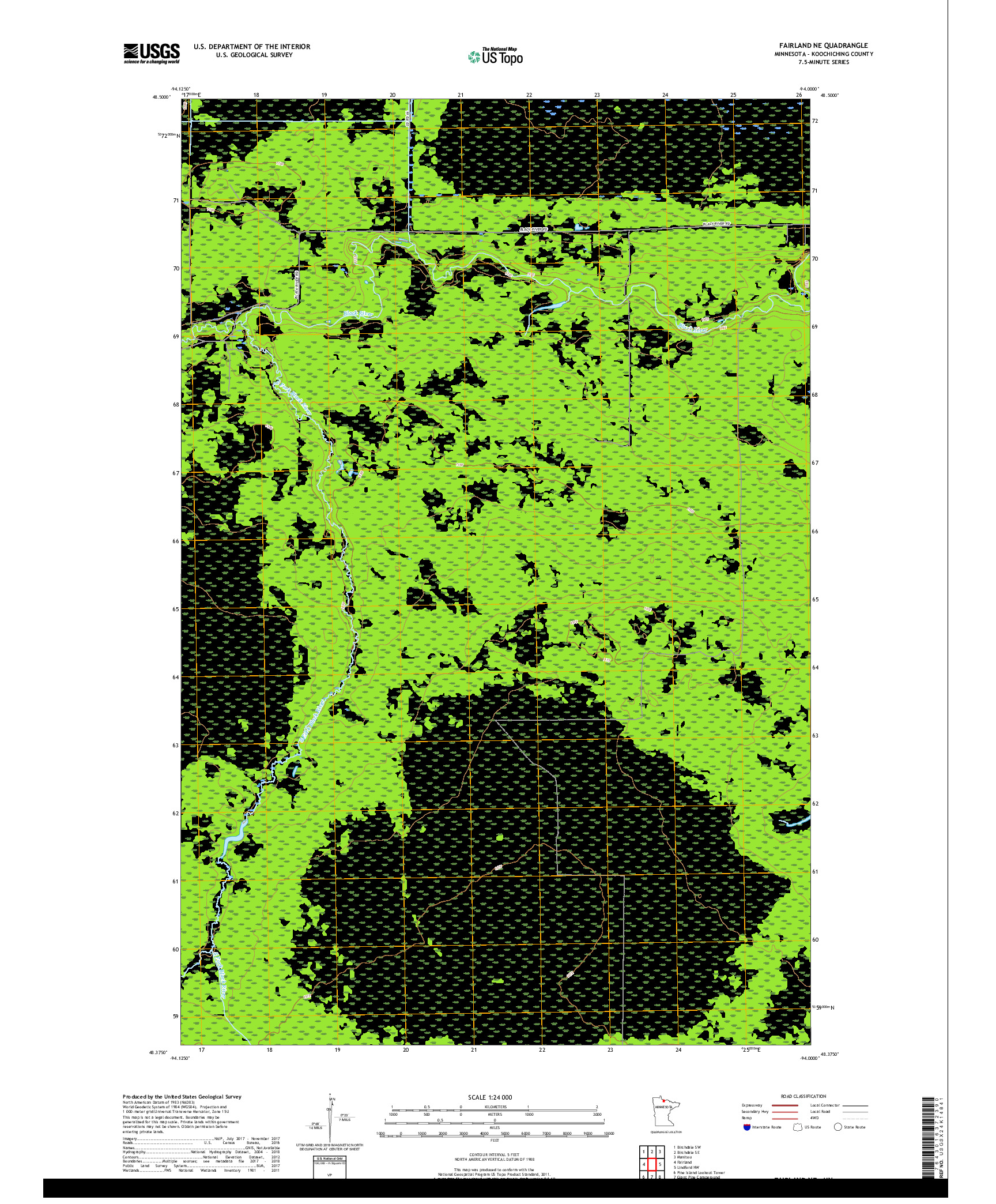 USGS US TOPO 7.5-MINUTE MAP FOR FAIRLAND NE, MN 2019