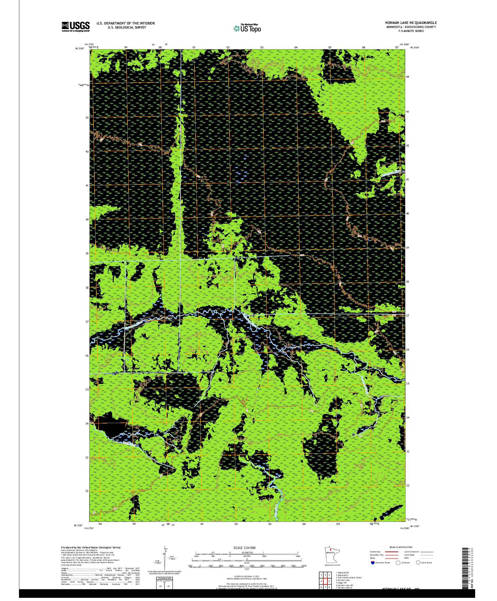 USGS US TOPO 7.5-MINUTE MAP FOR NORMAN LAKE NE, MN 2019