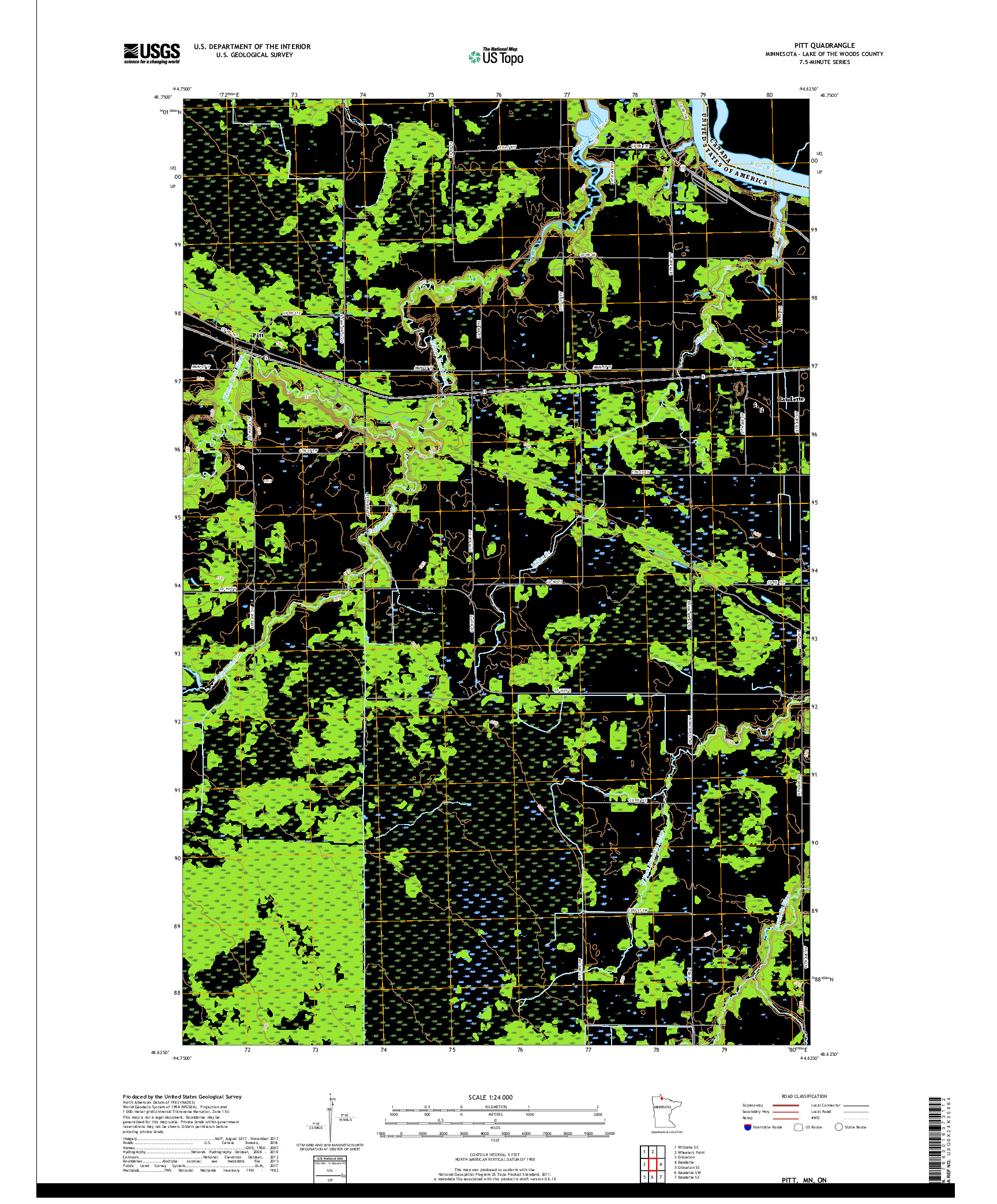 USGS US TOPO 7.5-MINUTE MAP FOR PITT, MN,ON 2019