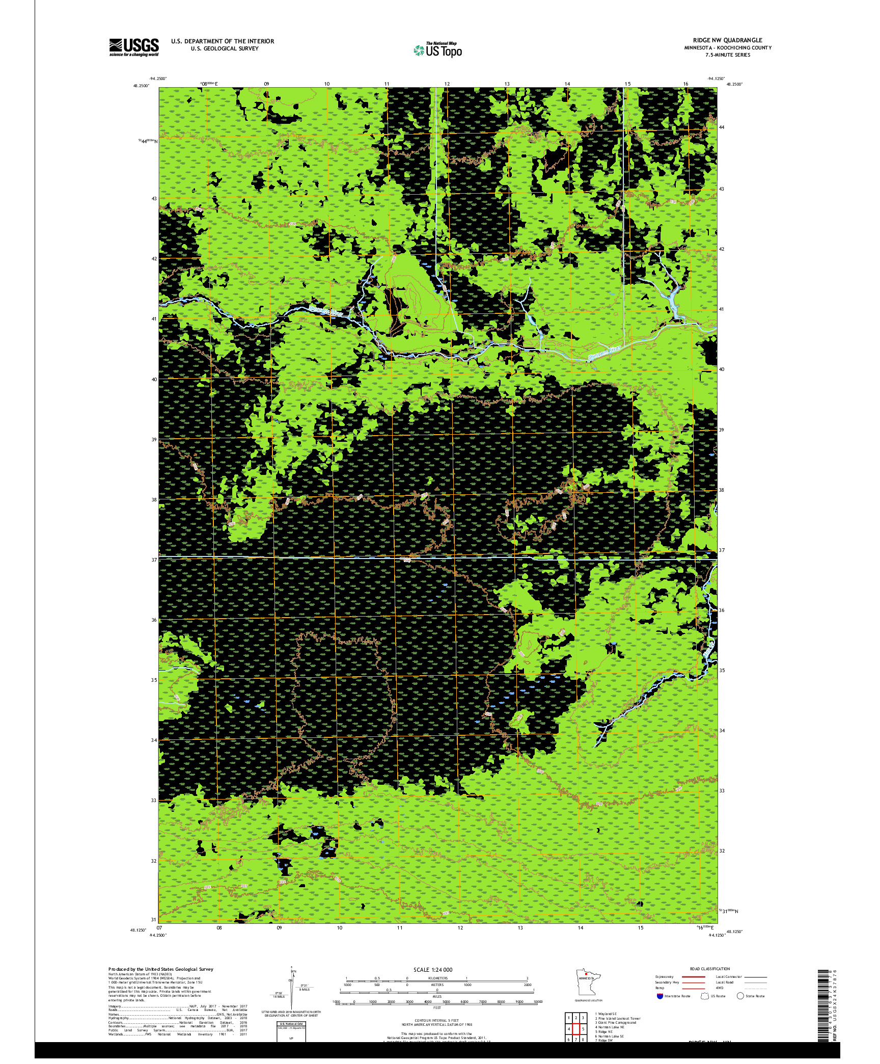 USGS US TOPO 7.5-MINUTE MAP FOR RIDGE NW, MN 2019