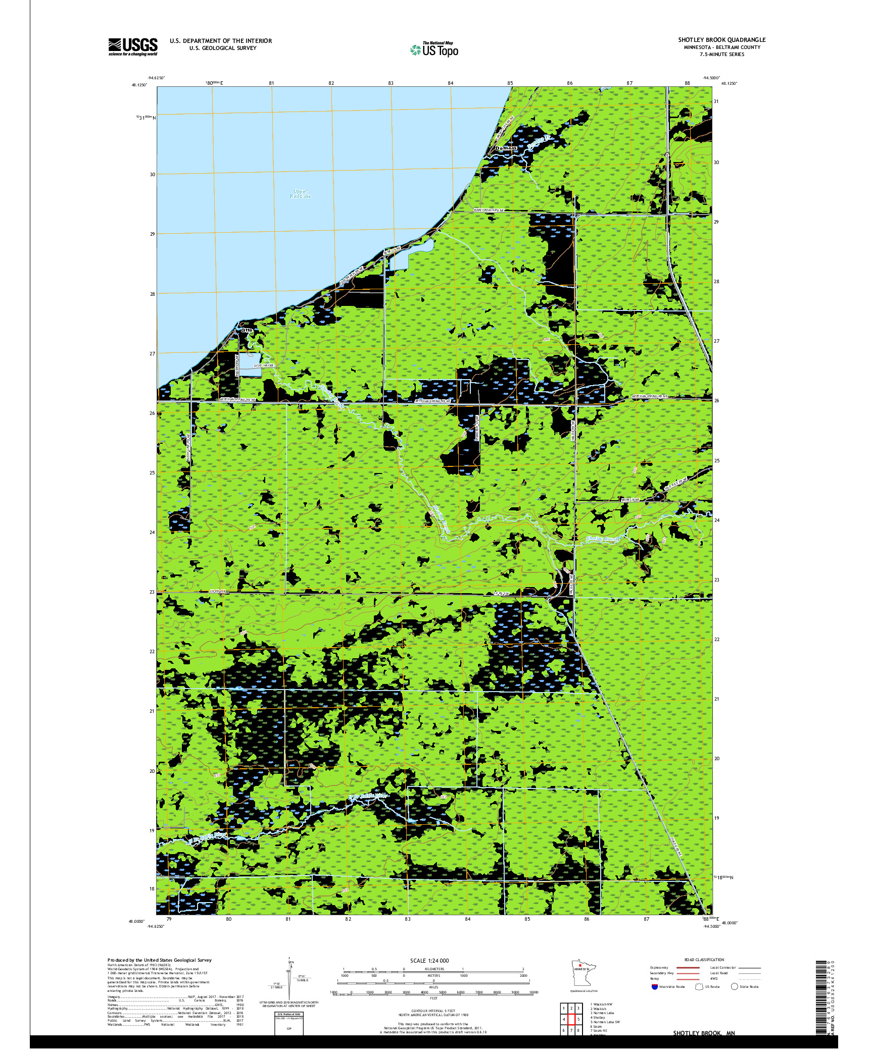 USGS US TOPO 7.5-MINUTE MAP FOR SHOTLEY BROOK, MN 2019