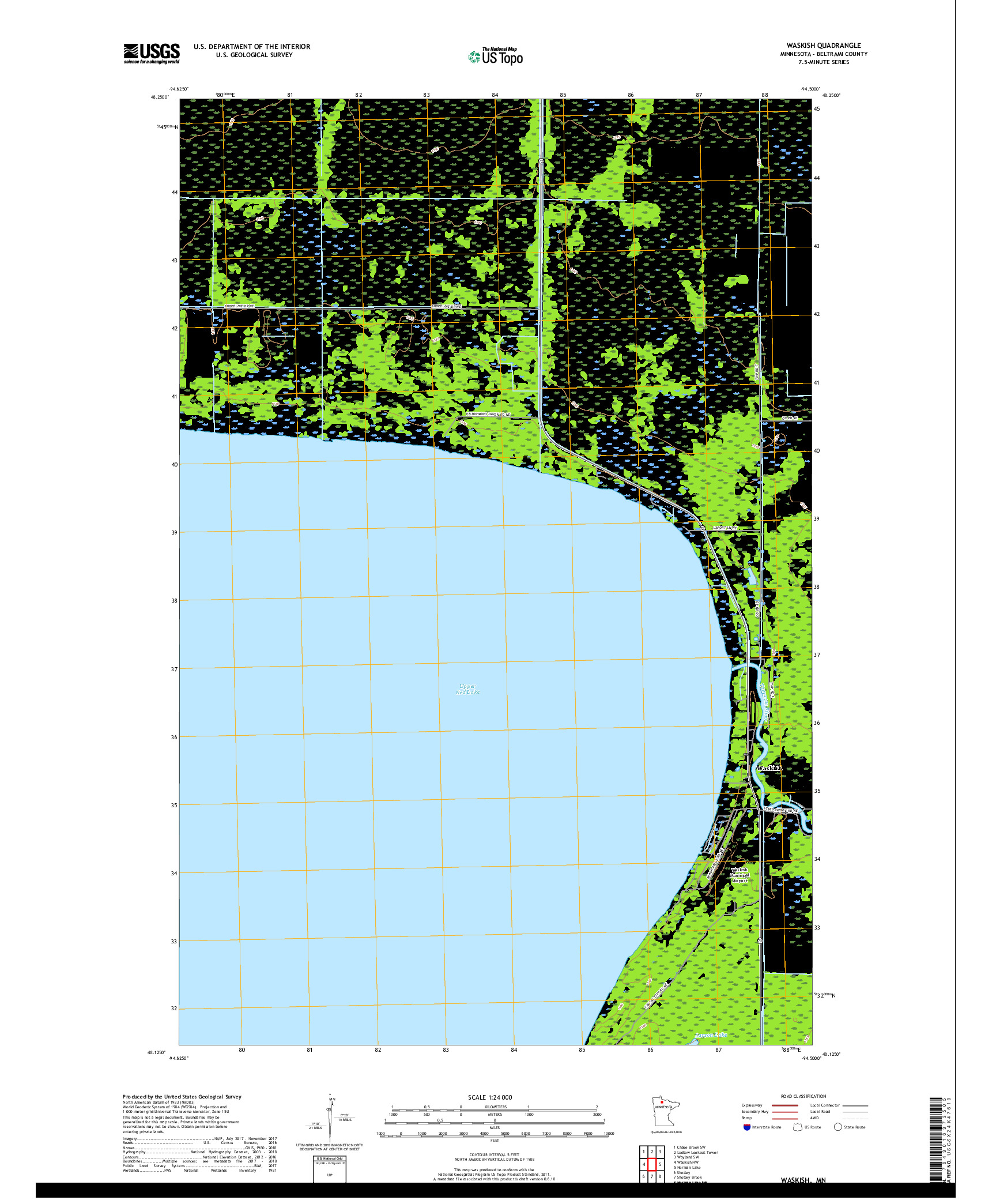 USGS US TOPO 7.5-MINUTE MAP FOR WASKISH, MN 2019