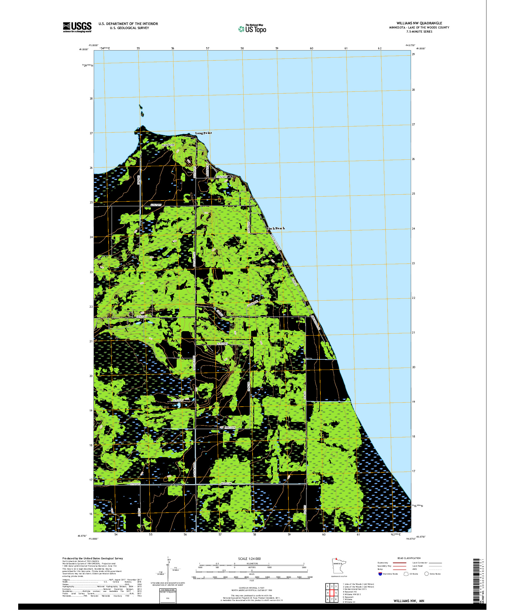 USGS US TOPO 7.5-MINUTE MAP FOR WILLIAMS NW, MN 2019