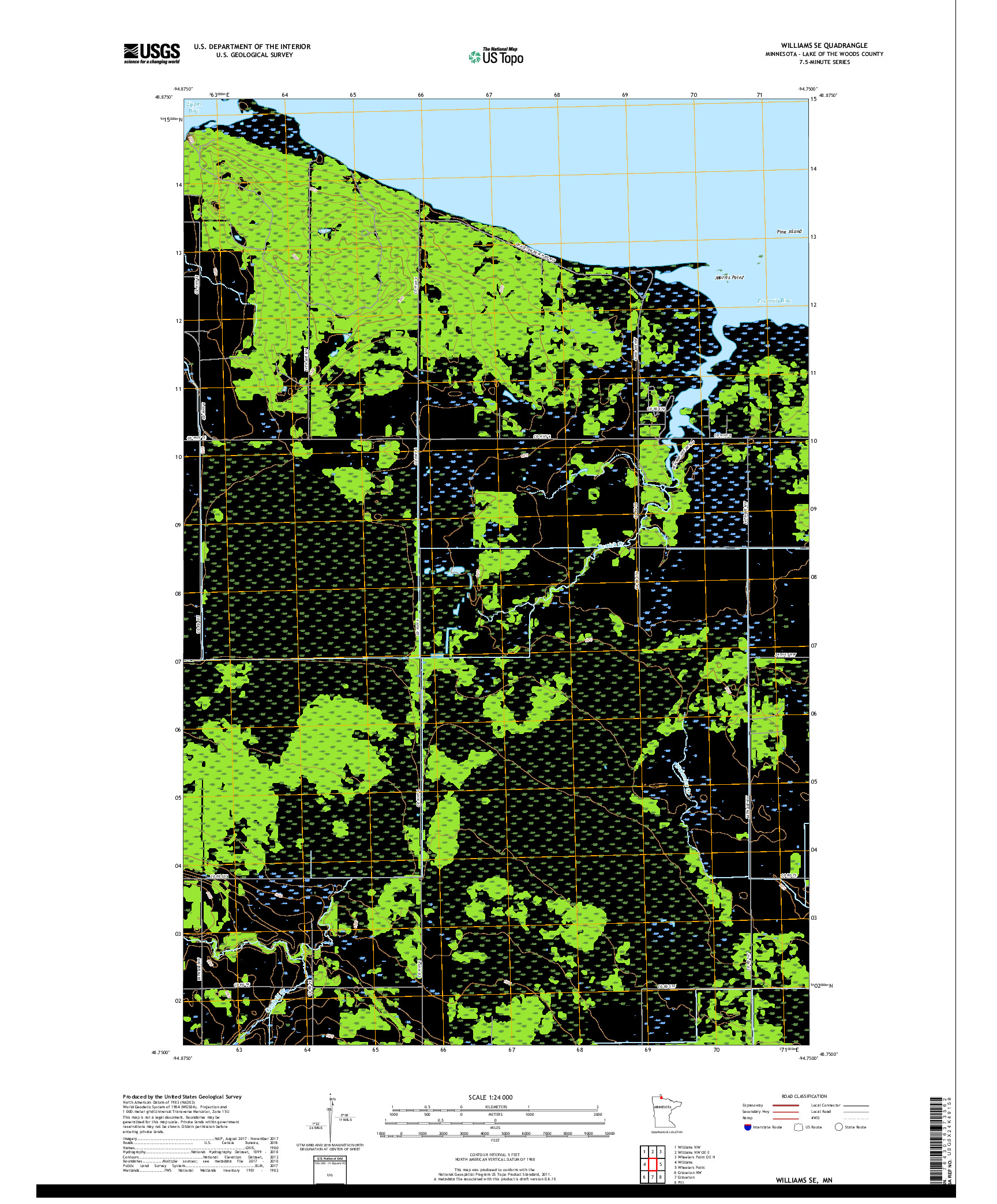 USGS US TOPO 7.5-MINUTE MAP FOR WILLIAMS SE, MN 2019