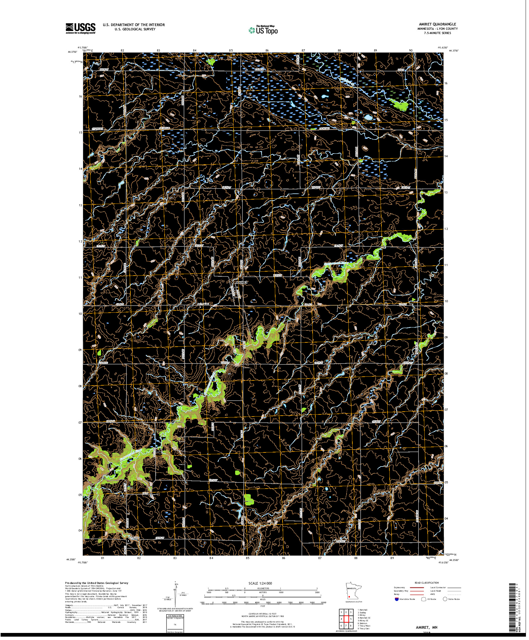 USGS US TOPO 7.5-MINUTE MAP FOR AMIRET, MN 2019