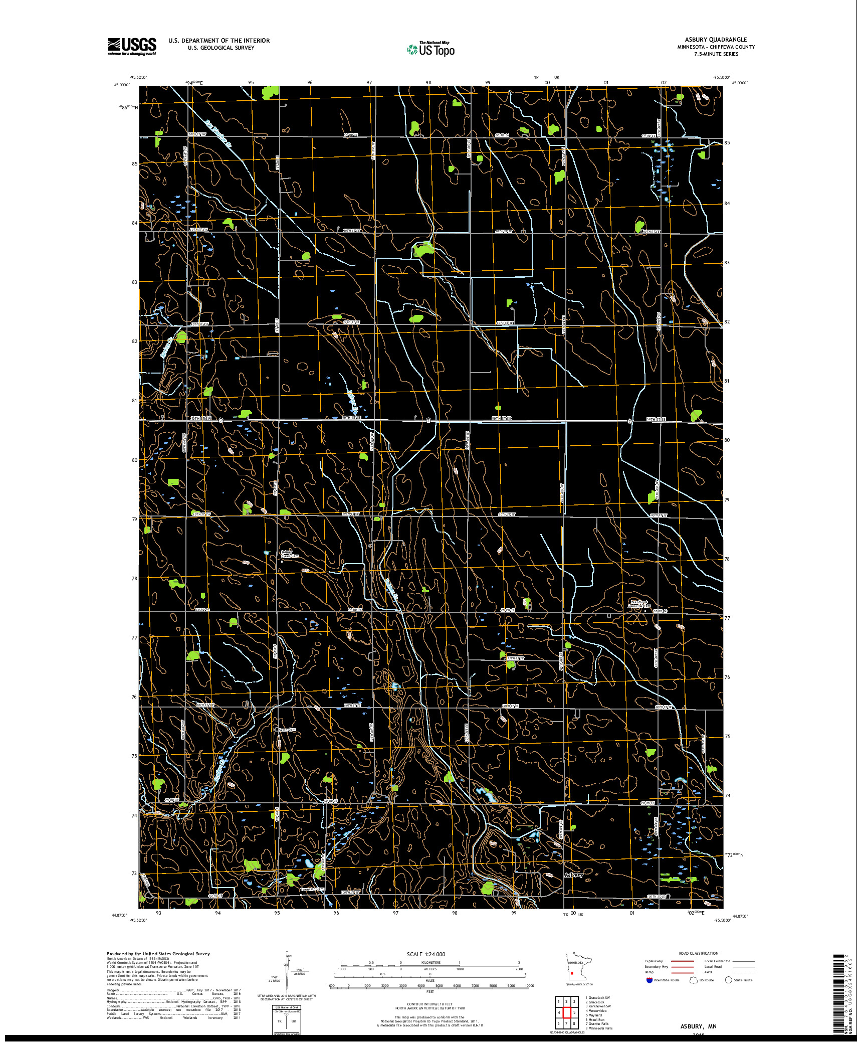 USGS US TOPO 7.5-MINUTE MAP FOR ASBURY, MN 2019