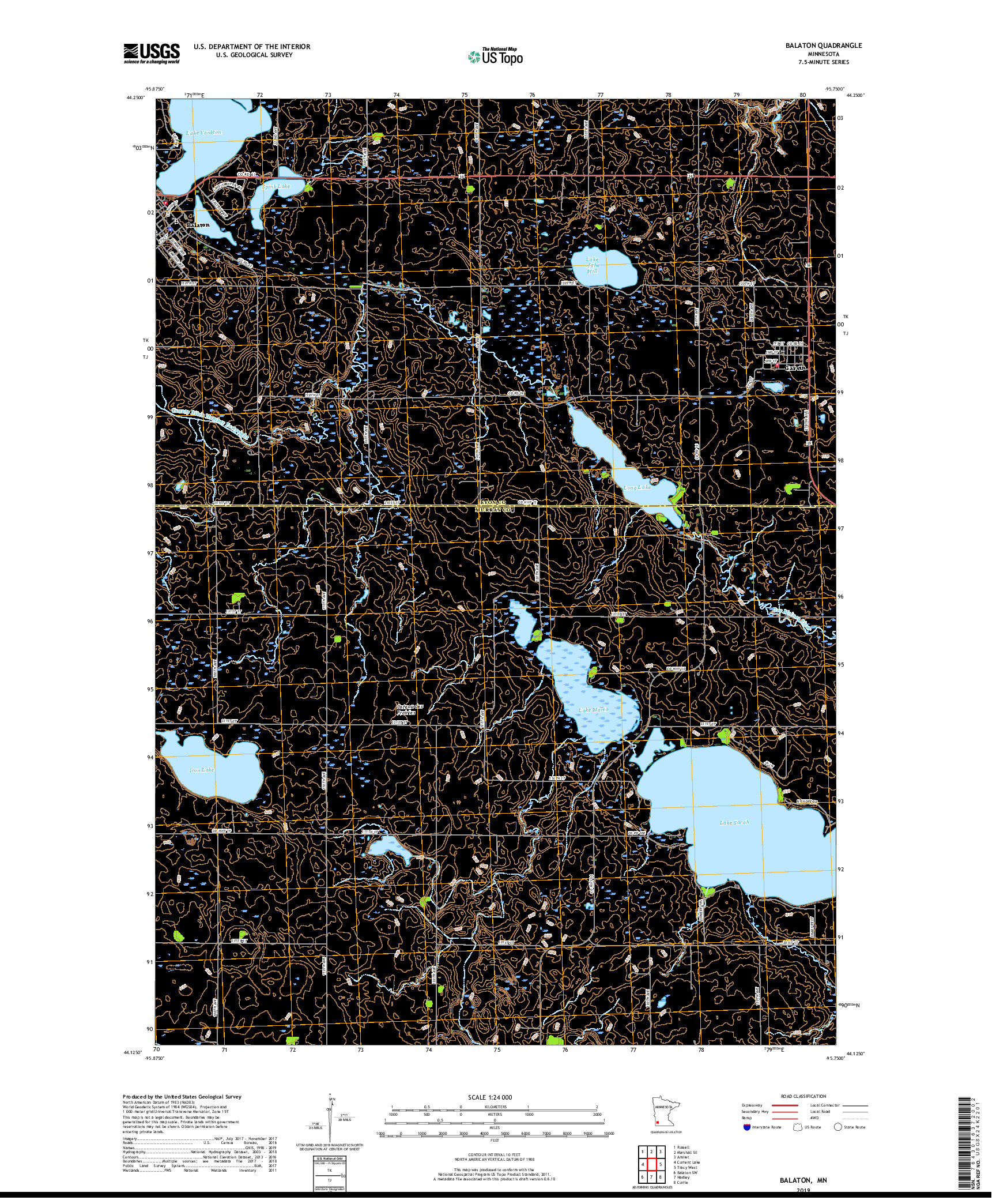 USGS US TOPO 7.5-MINUTE MAP FOR BALATON, MN 2019
