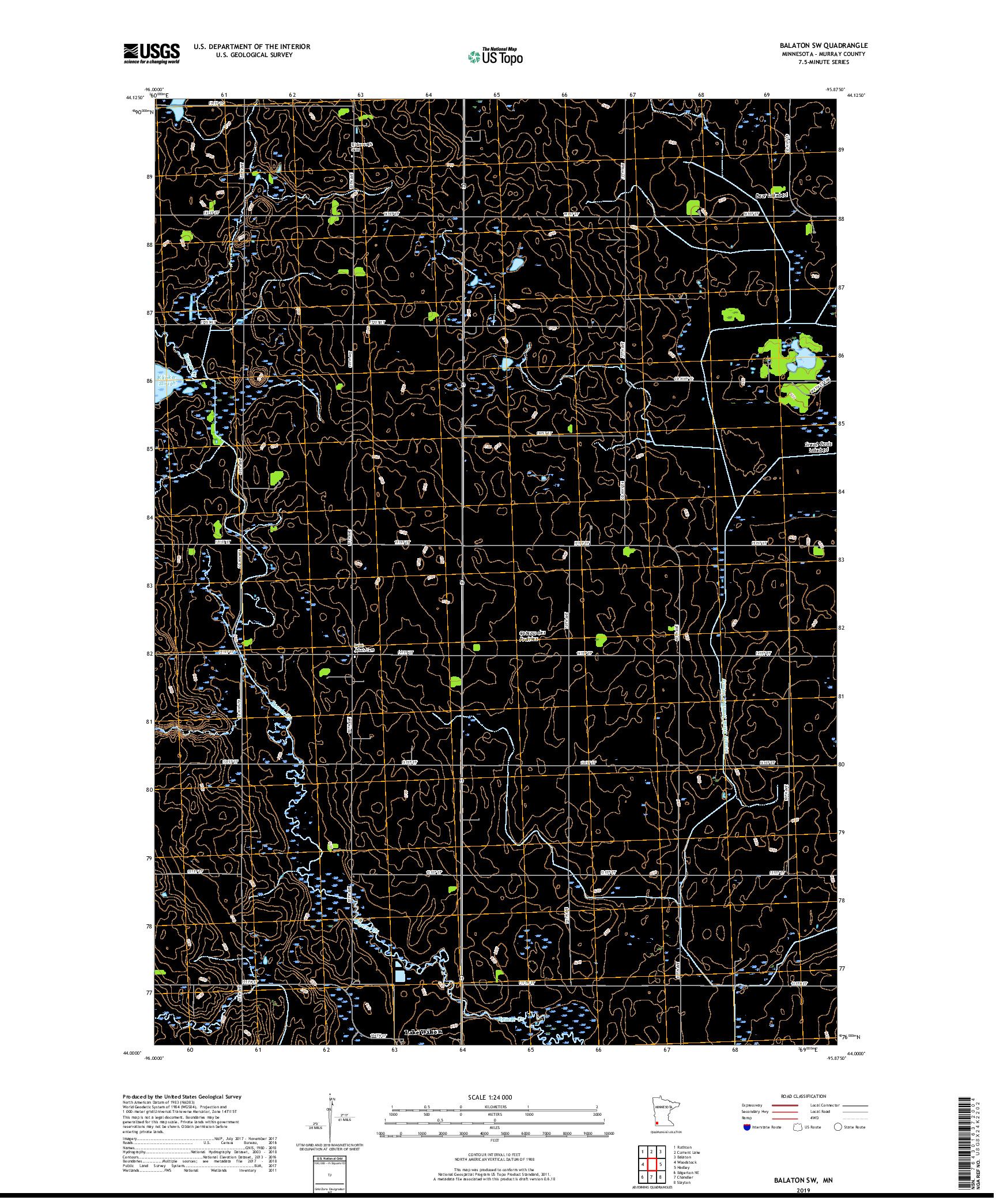 USGS US TOPO 7.5-MINUTE MAP FOR BALATON SW, MN 2019