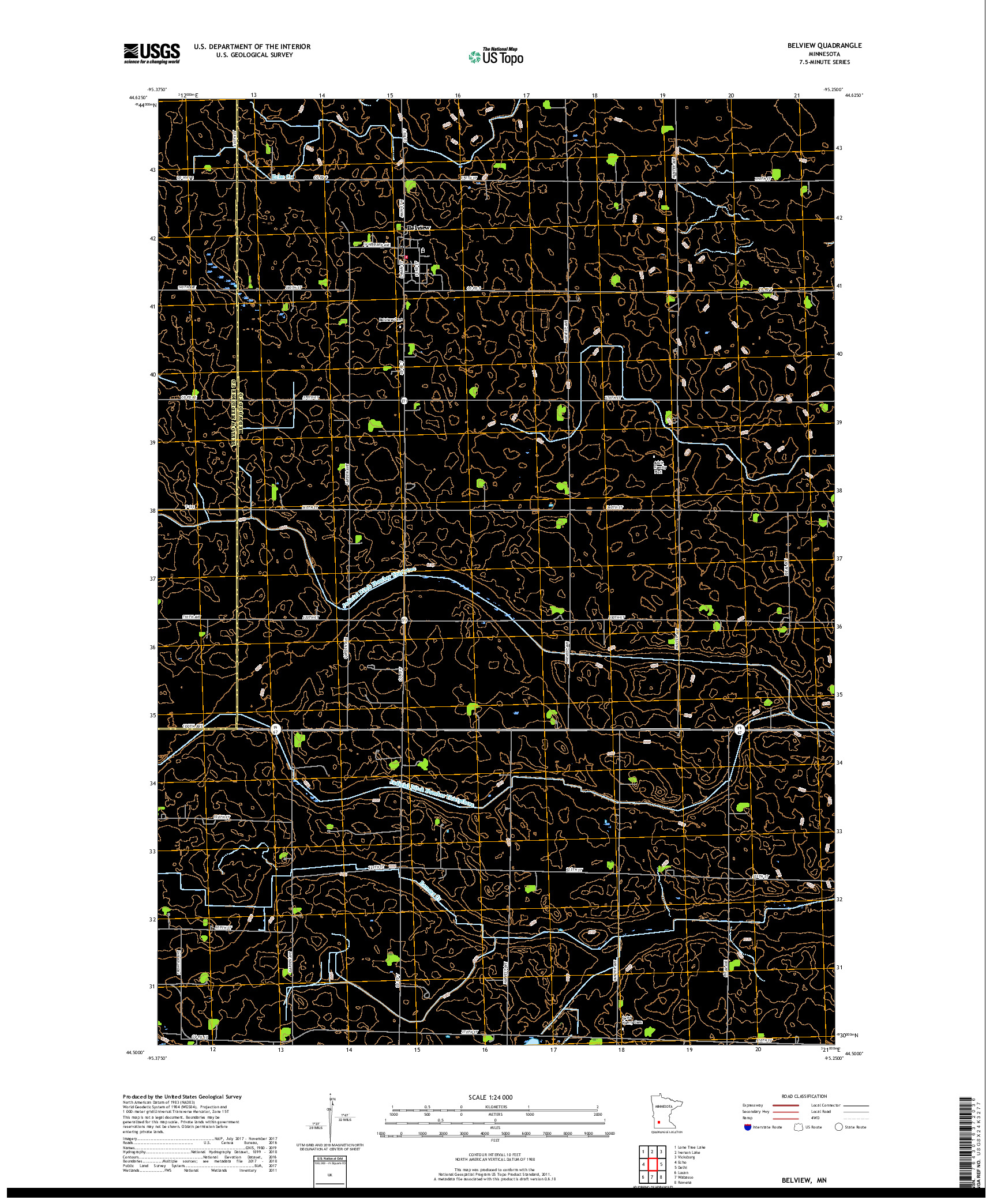 USGS US TOPO 7.5-MINUTE MAP FOR BELVIEW, MN 2019