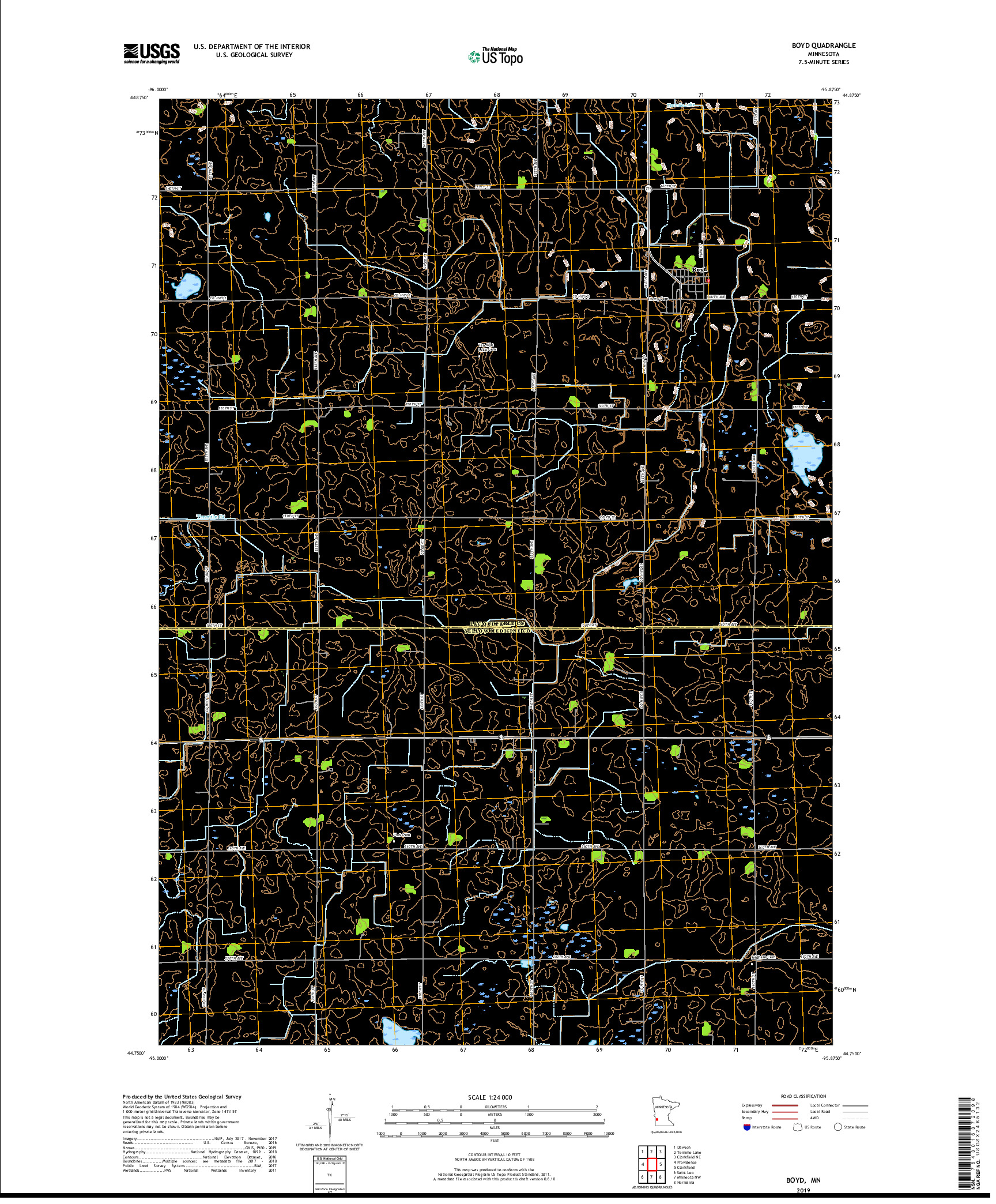 USGS US TOPO 7.5-MINUTE MAP FOR BOYD, MN 2019