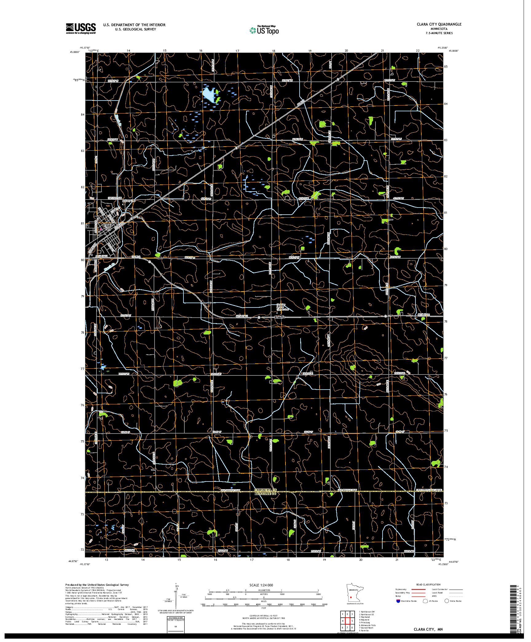 USGS US TOPO 7.5-MINUTE MAP FOR CLARA CITY, MN 2019