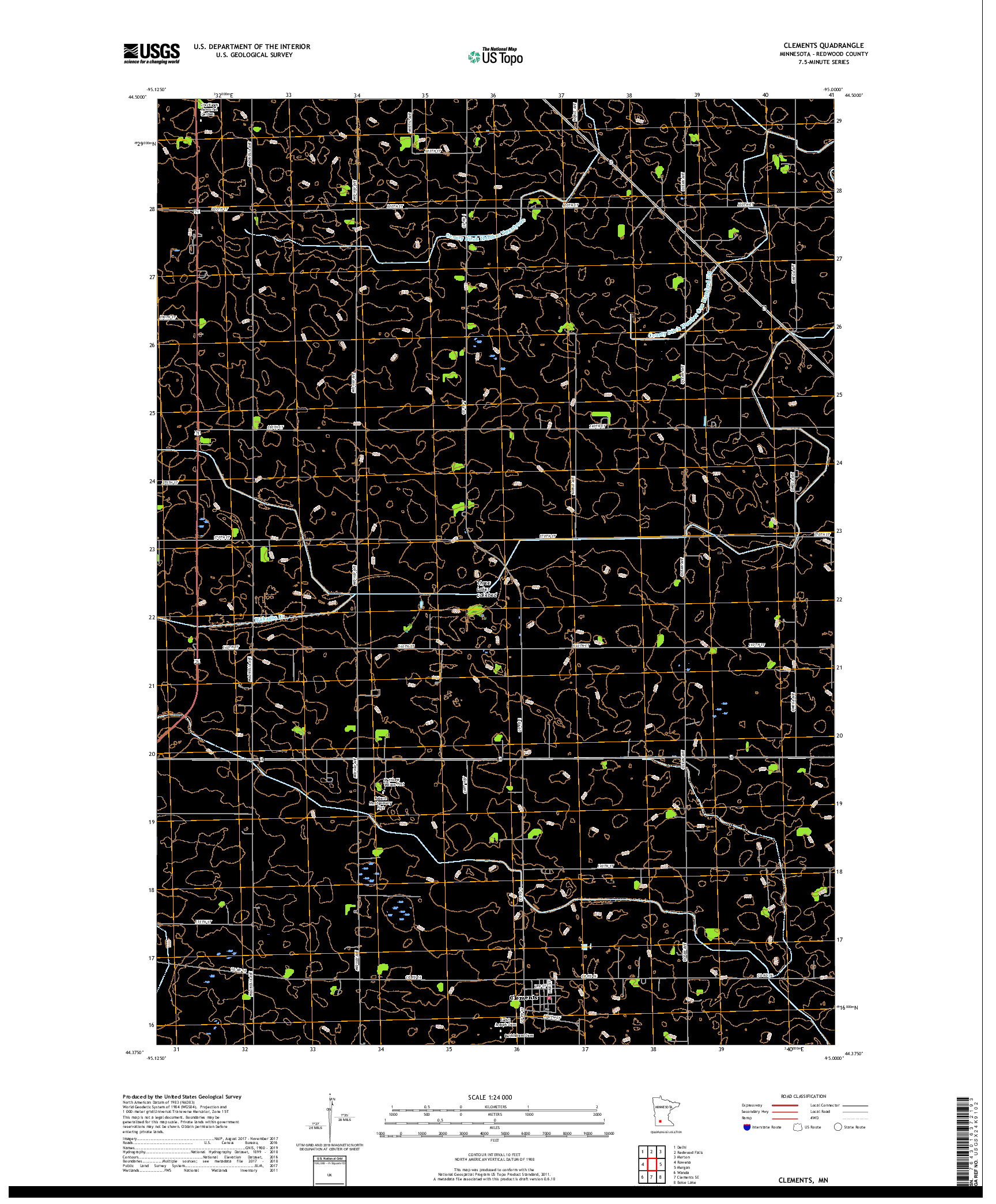 USGS US TOPO 7.5-MINUTE MAP FOR CLEMENTS, MN 2019