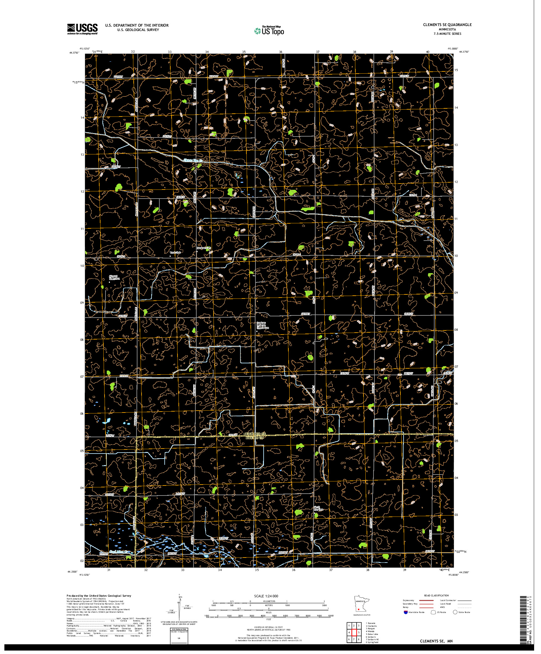 USGS US TOPO 7.5-MINUTE MAP FOR CLEMENTS SE, MN 2019